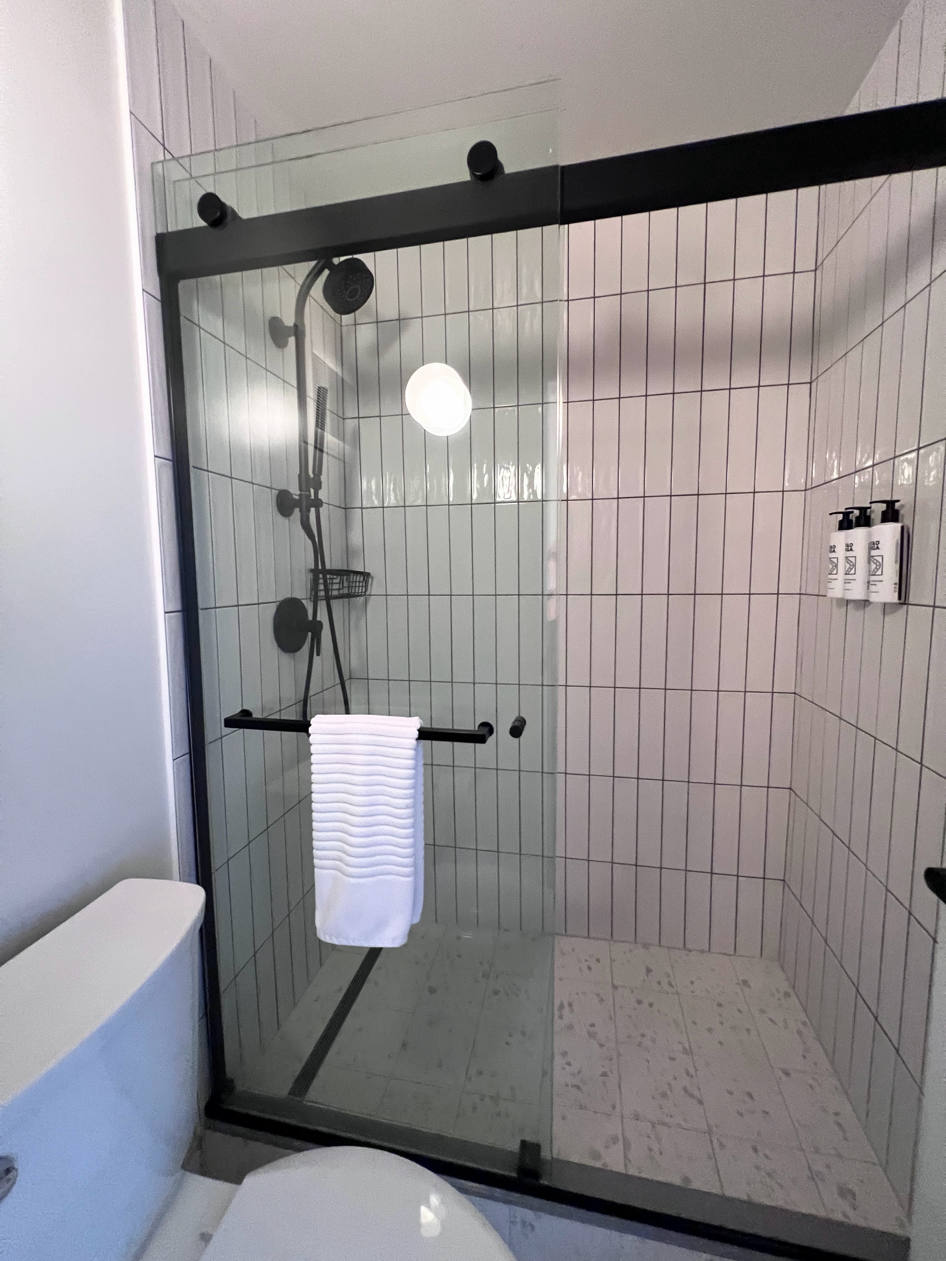 Monterey Beach Hotel guest room shower Monterey Beach Hotel guest room shower