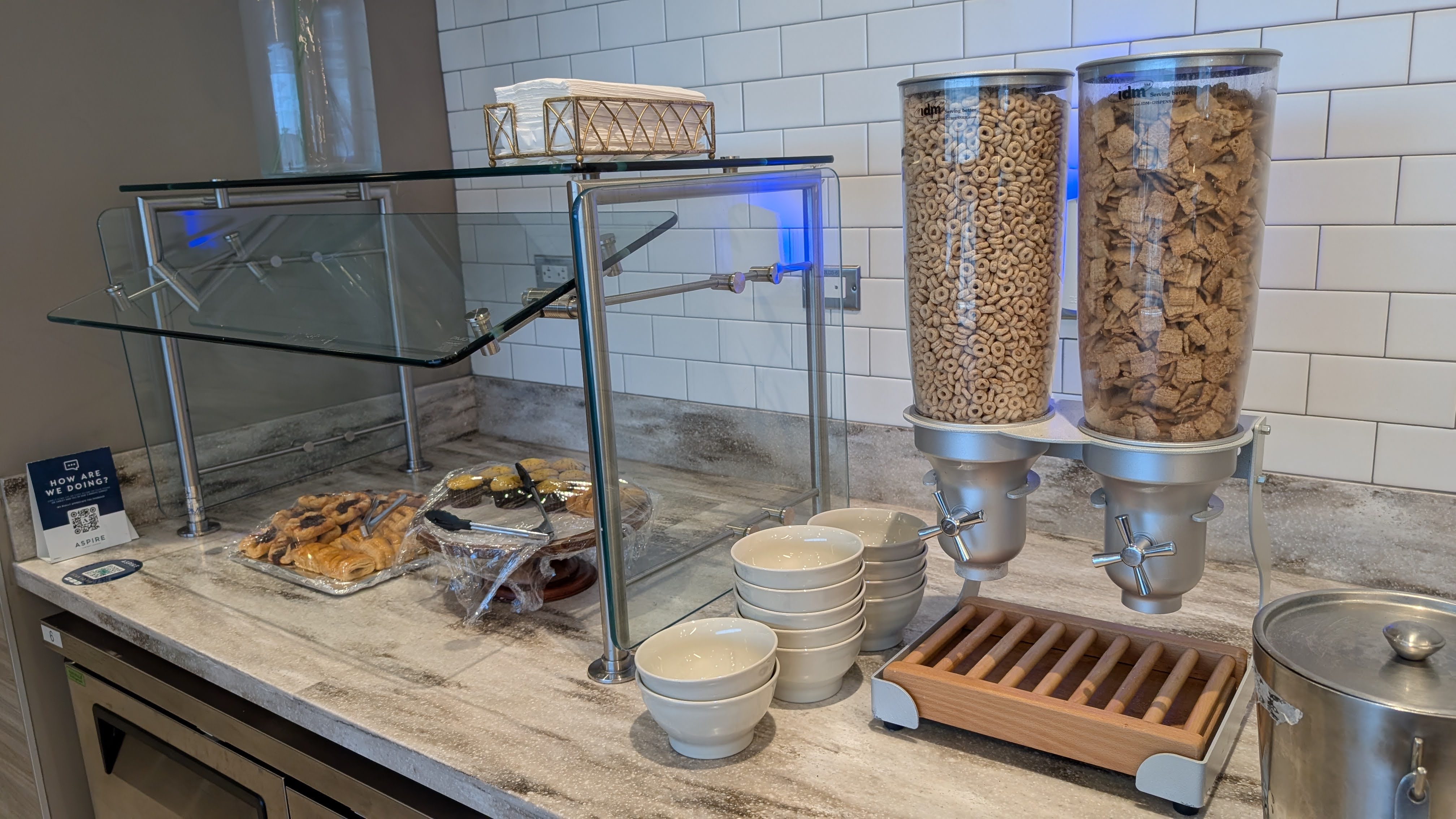 ONT Terminal 2 Aspire Lounge food and beverage cereal and pastries ONT Terminal 2 Aspire Lounge food and beverage cereal and pastries