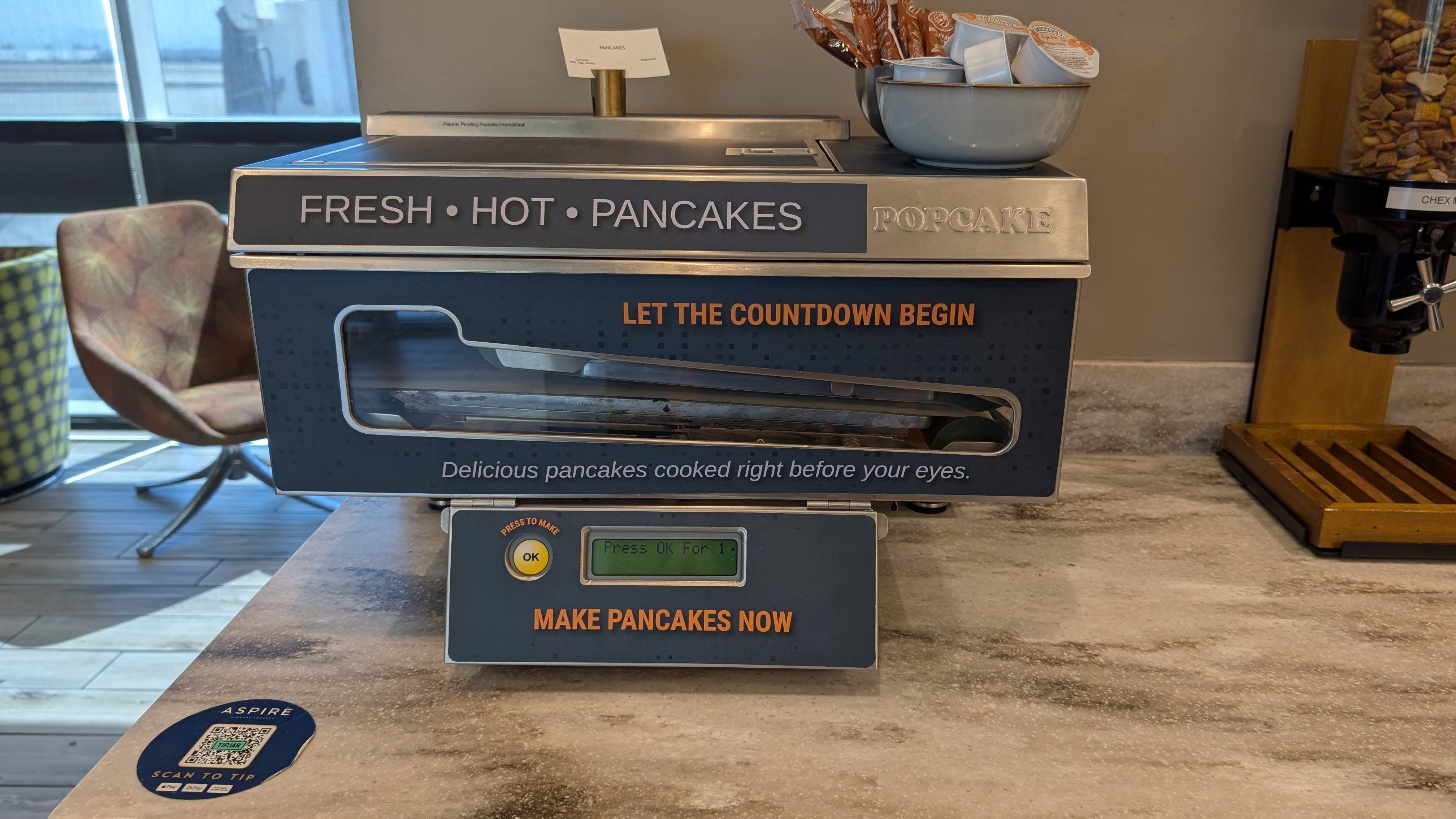 ONT Terminal 2 Aspire Lounge food and beverage robot pancakes ONT Terminal 2 Aspire Lounge food and beverage robot pancakes