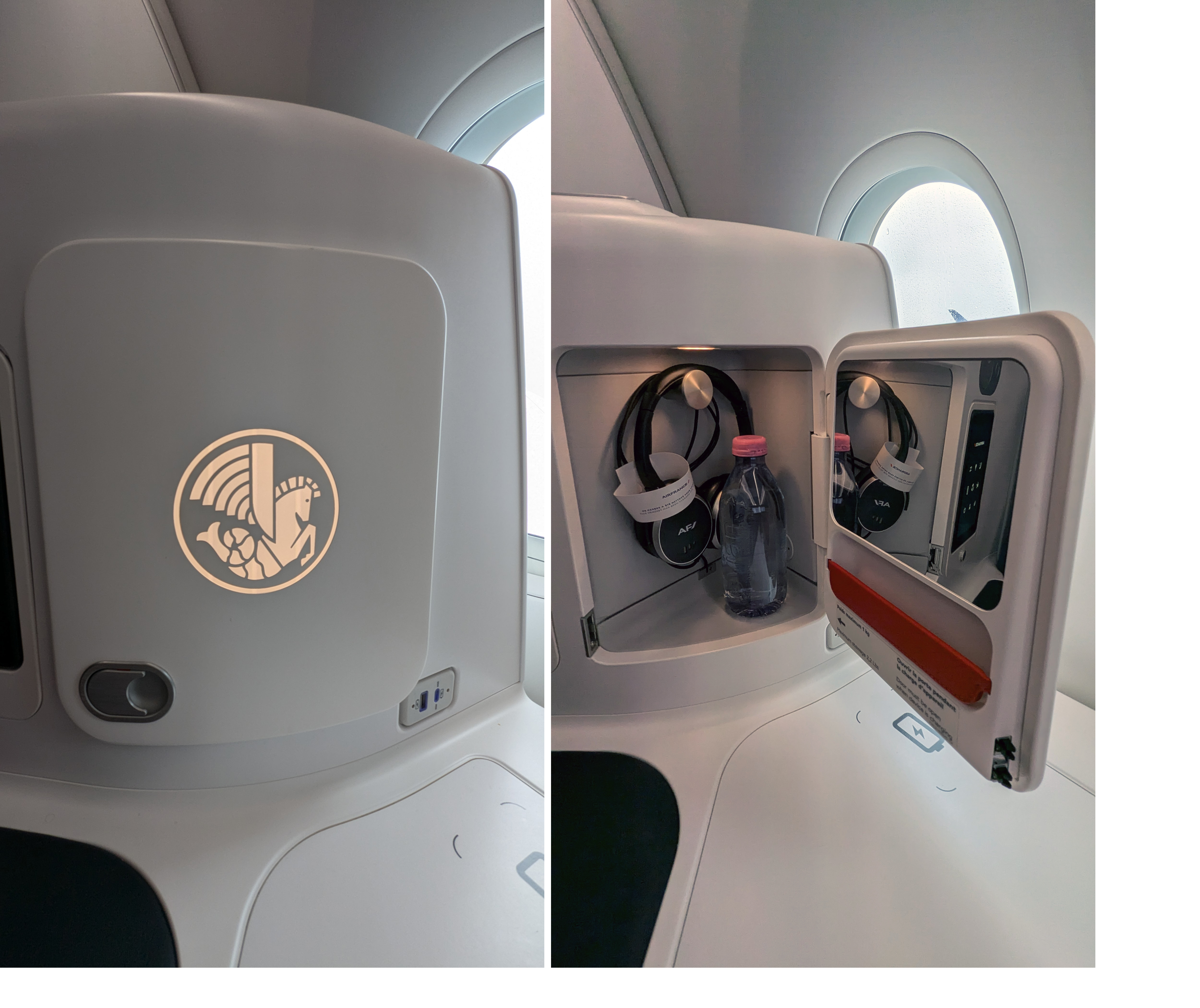 Air France A350 new business class suite storage cubby Air France A350 new business class suite storage cubby