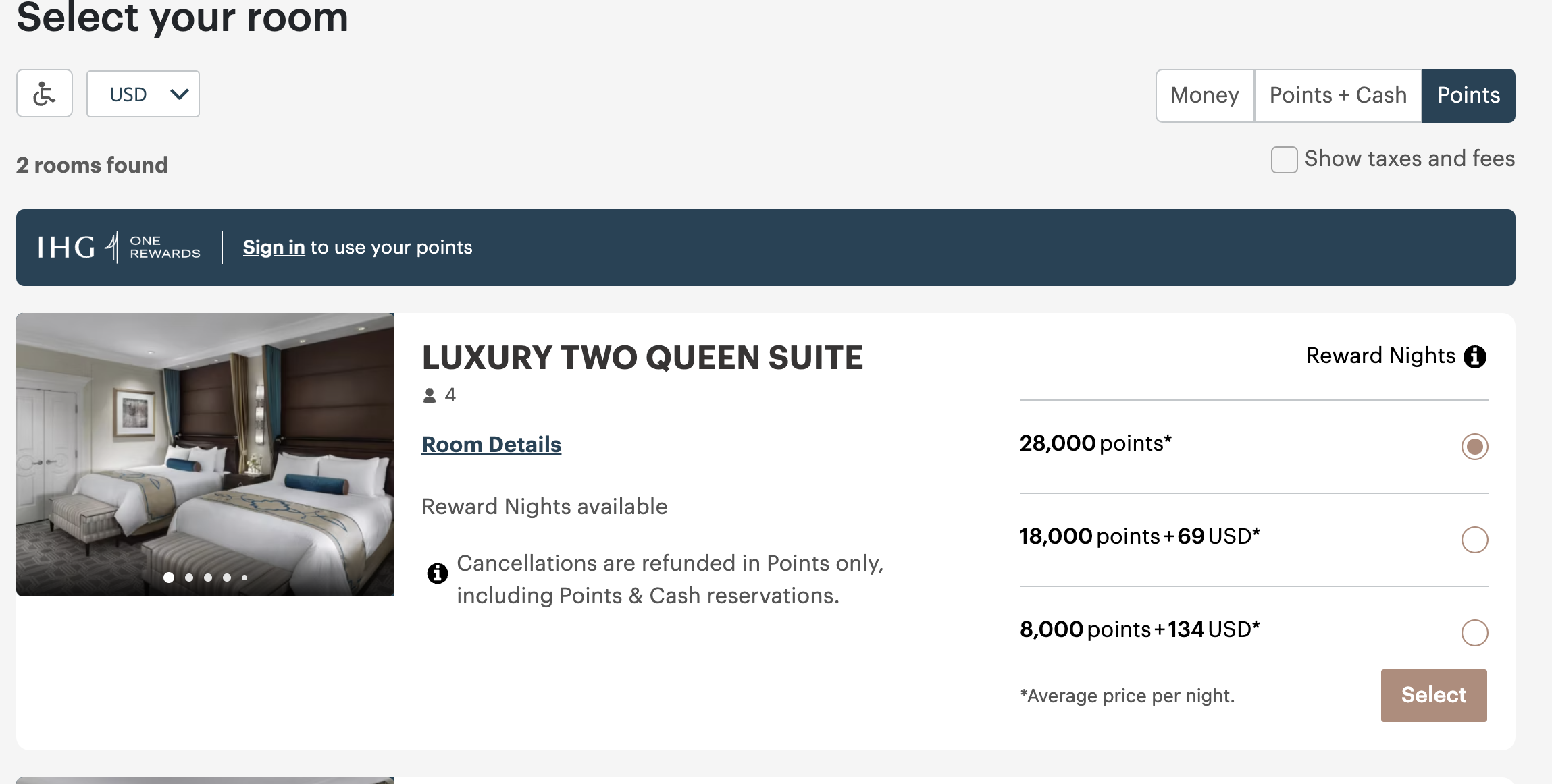 Palazzo Palazzo points rates