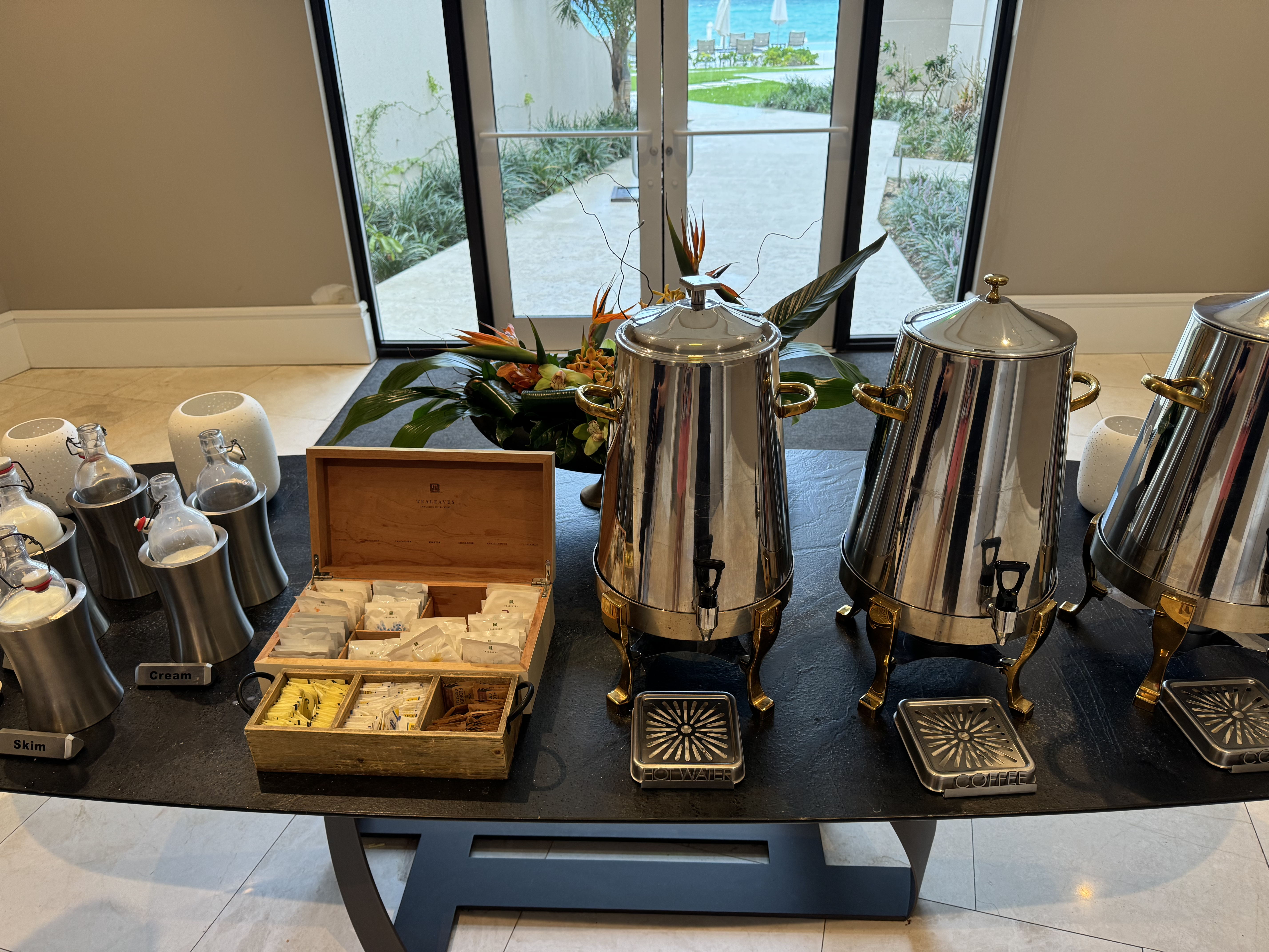 St Regis Bermuda Lina Restaurant breakfast complimentary coffee stand