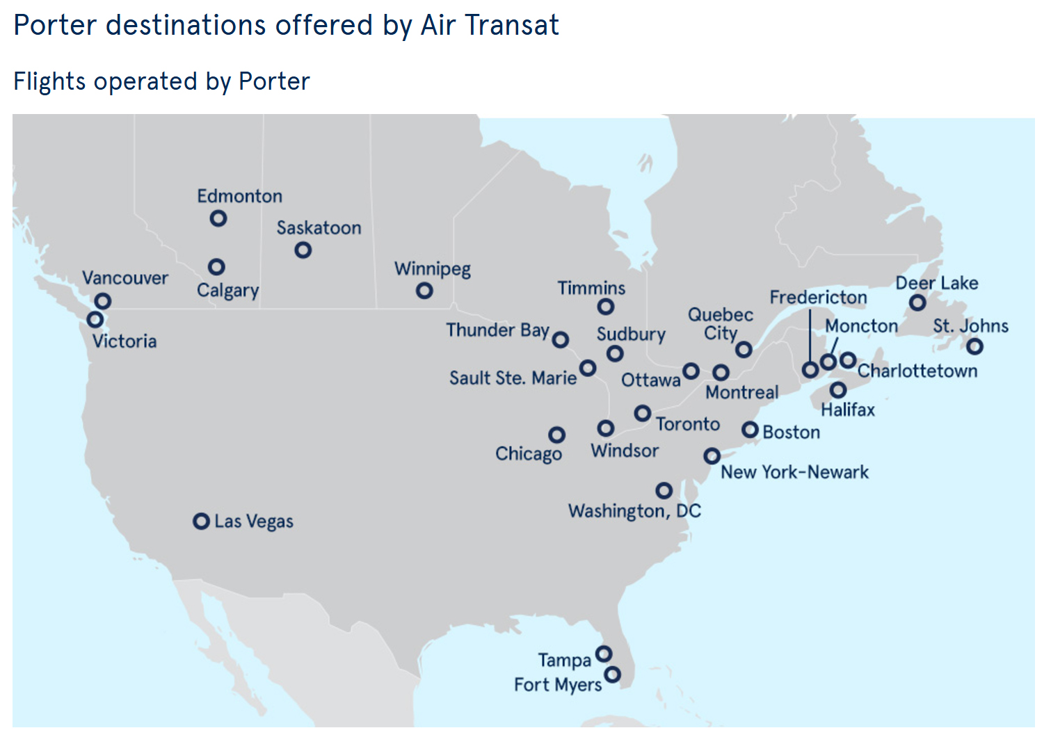 Air Transat Porter Route Map
