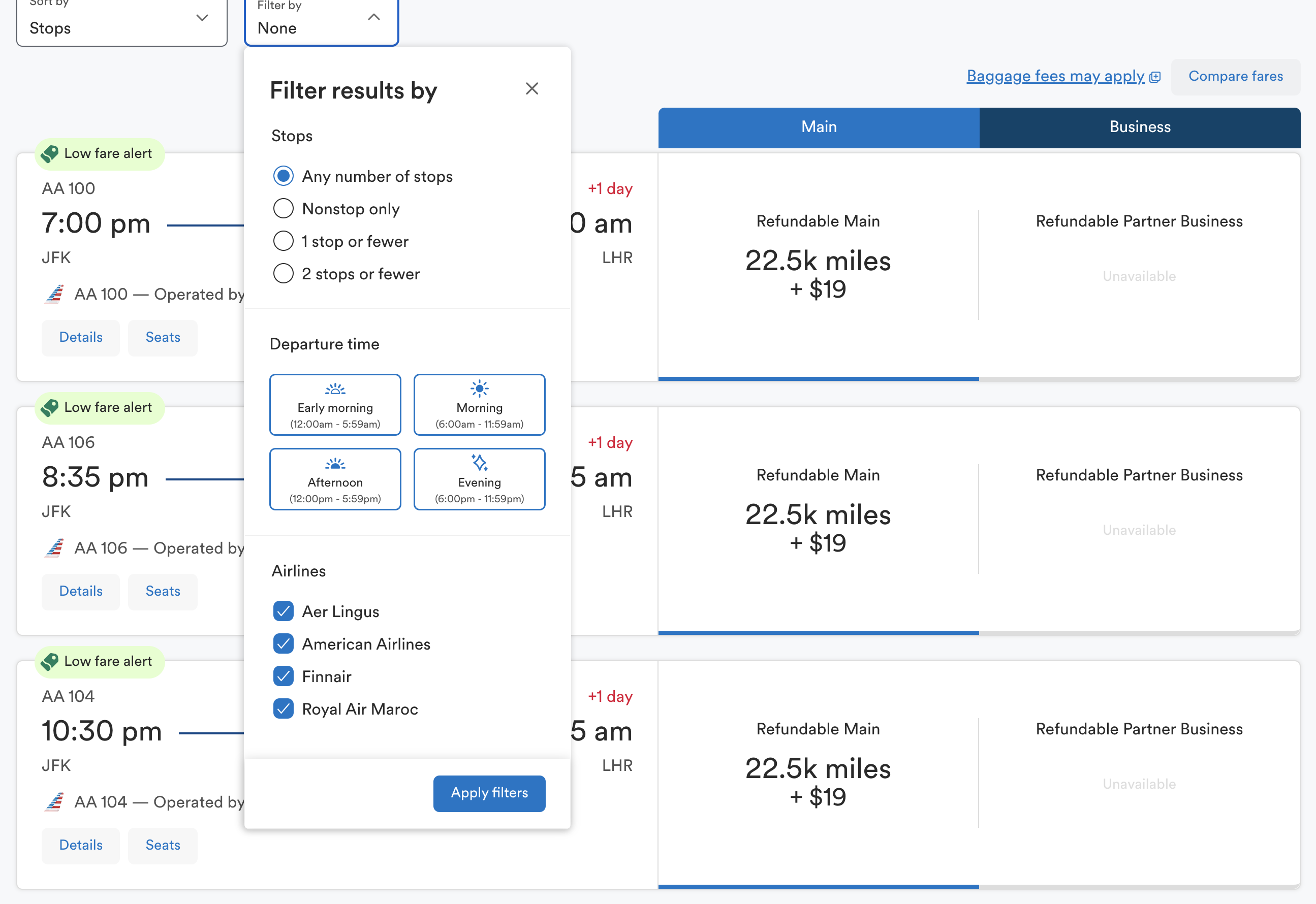 Alaska award search NYC LON without BA results