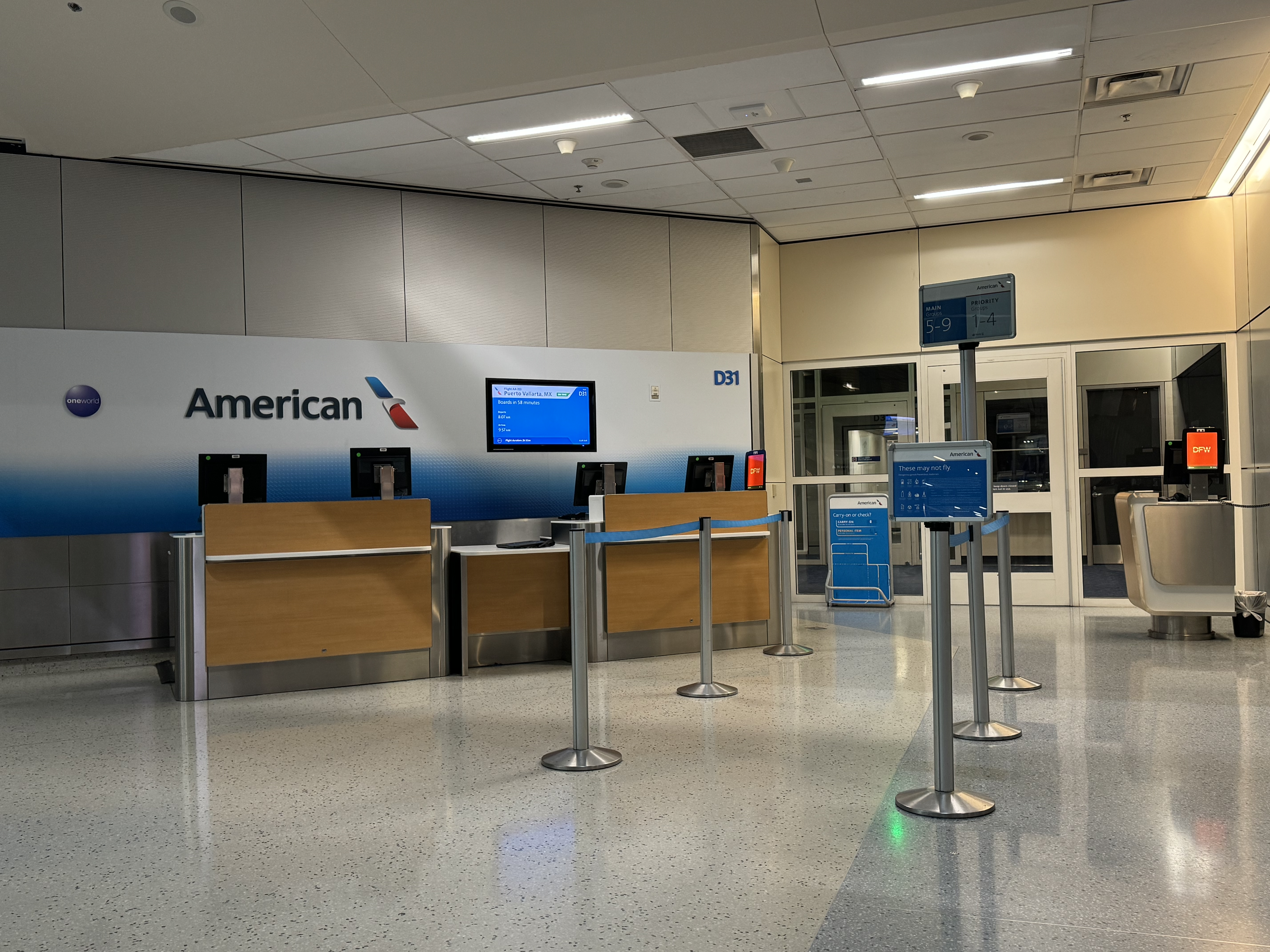 American Airlines boarding gate at DFW