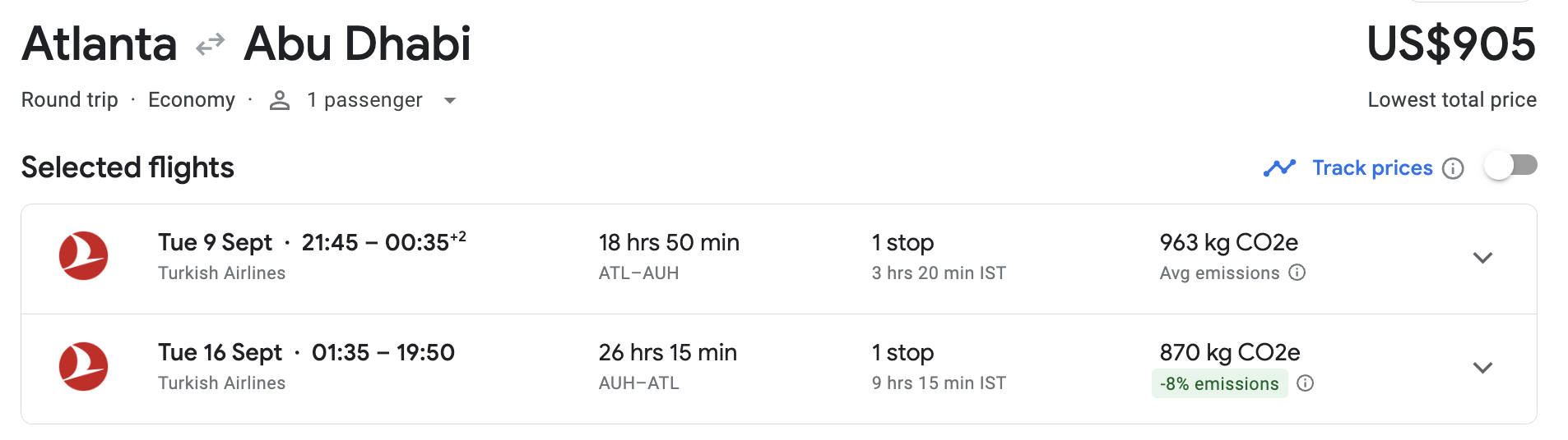 Atlanta to Abu Dhabi with Turkish Airlines Atlanta to Abu Dhabi with Turkish Airlines