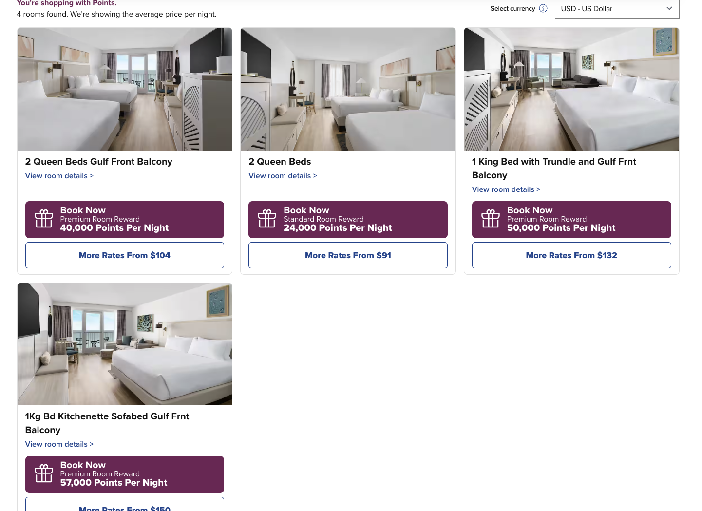 Beal House Fort Walton Beachfront  points redemption screenshot.