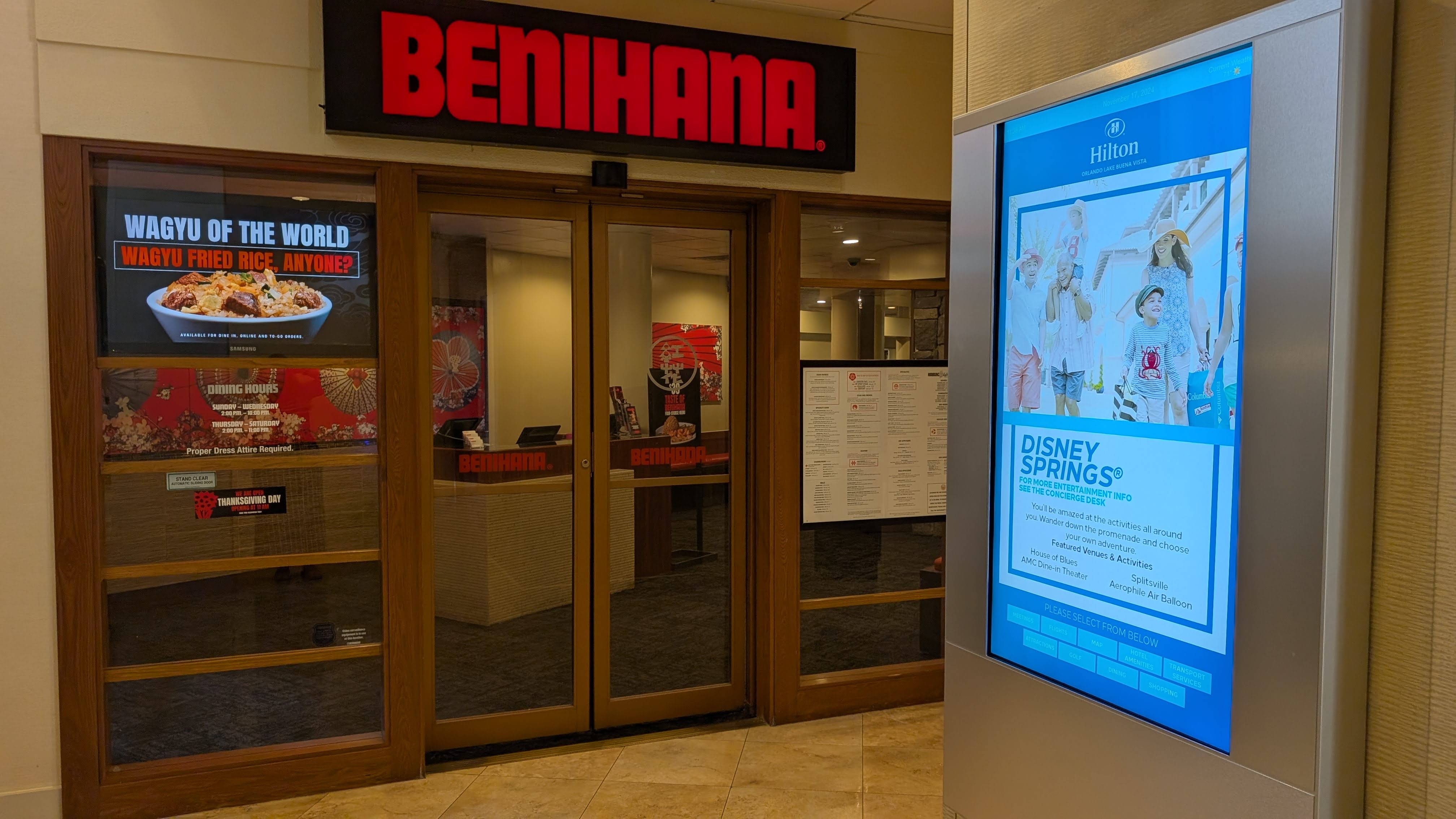 Hilton Orlando Lake Buena Vista dining Benihana interior entrance Hilton Orlando Lake Buena Vista dining Benihana interior entrance
