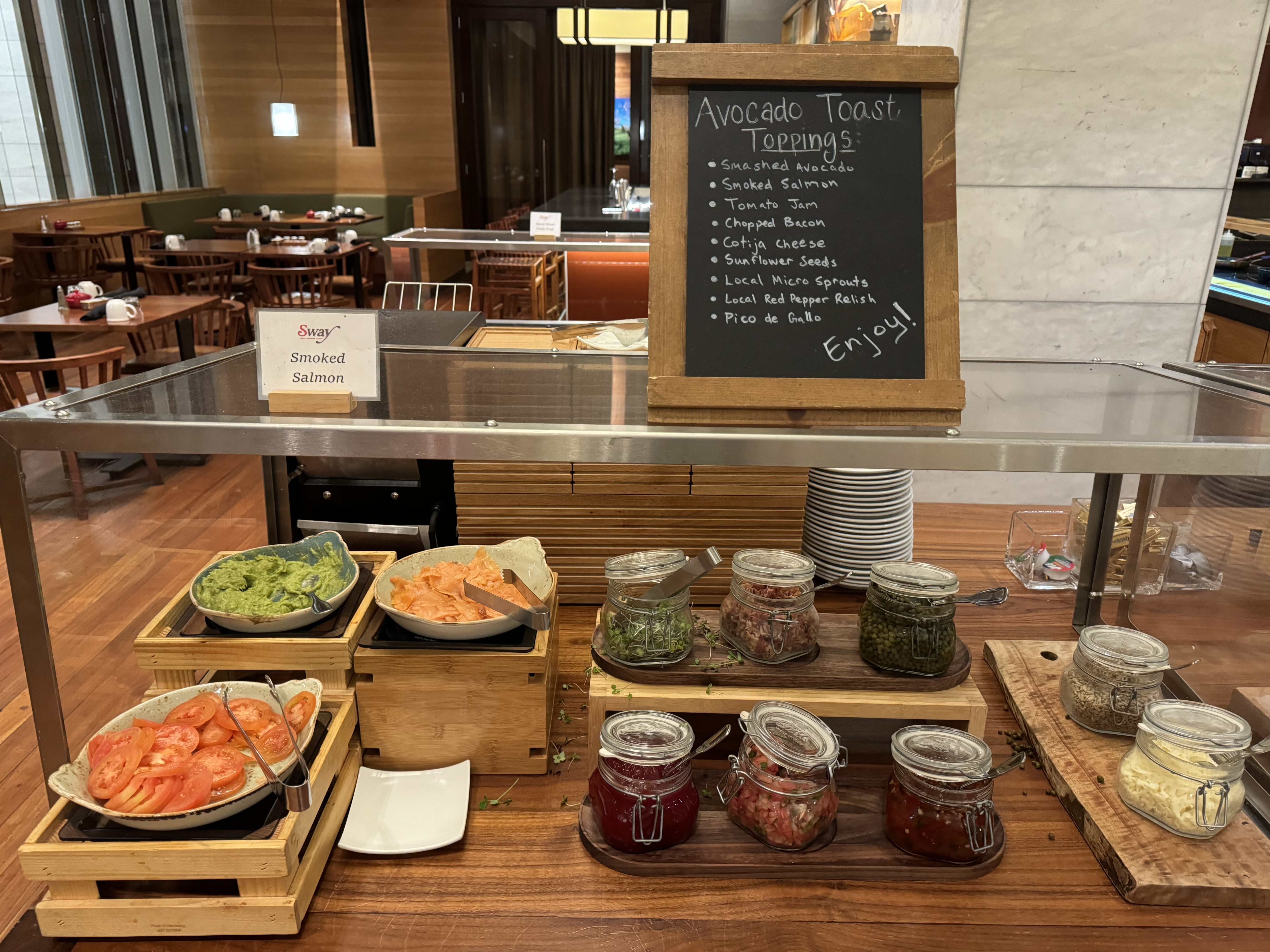 Hyatt Regency Atlanta Sway breakfast avocado toast buffet Hyatt Regency Atlanta Sway breakfast avocado toast buffet