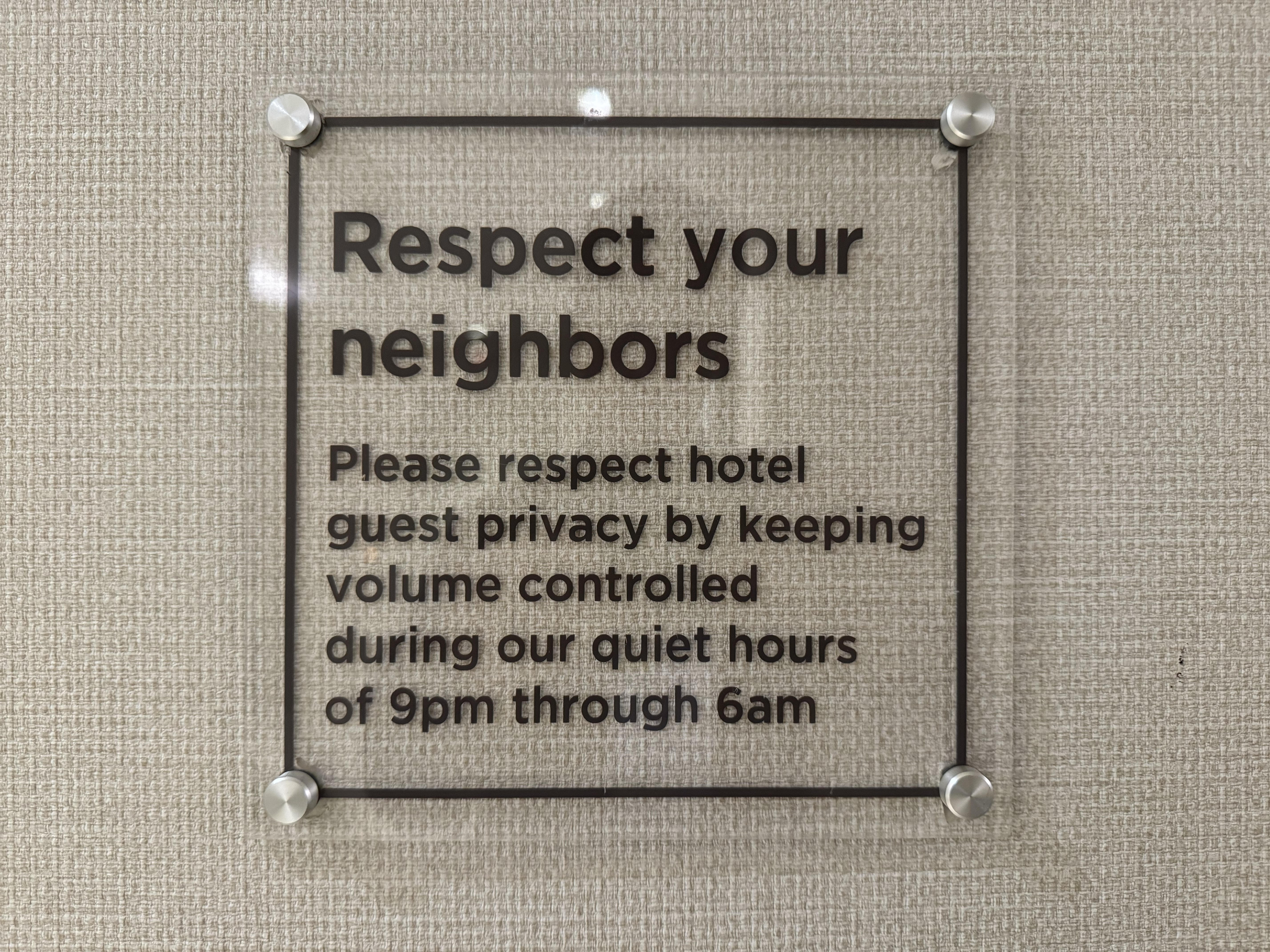 Hyatt Regency Atlanta guest floor quiet hours sign Hyatt Regency Atlanta guest floor quiet hours sign
