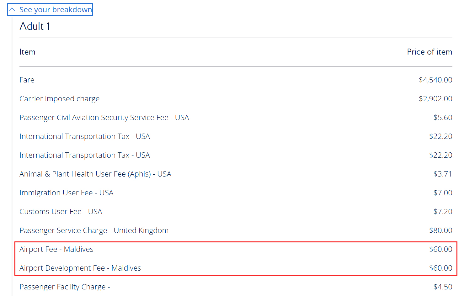 Maldives Fees Maldives Fees in ticket