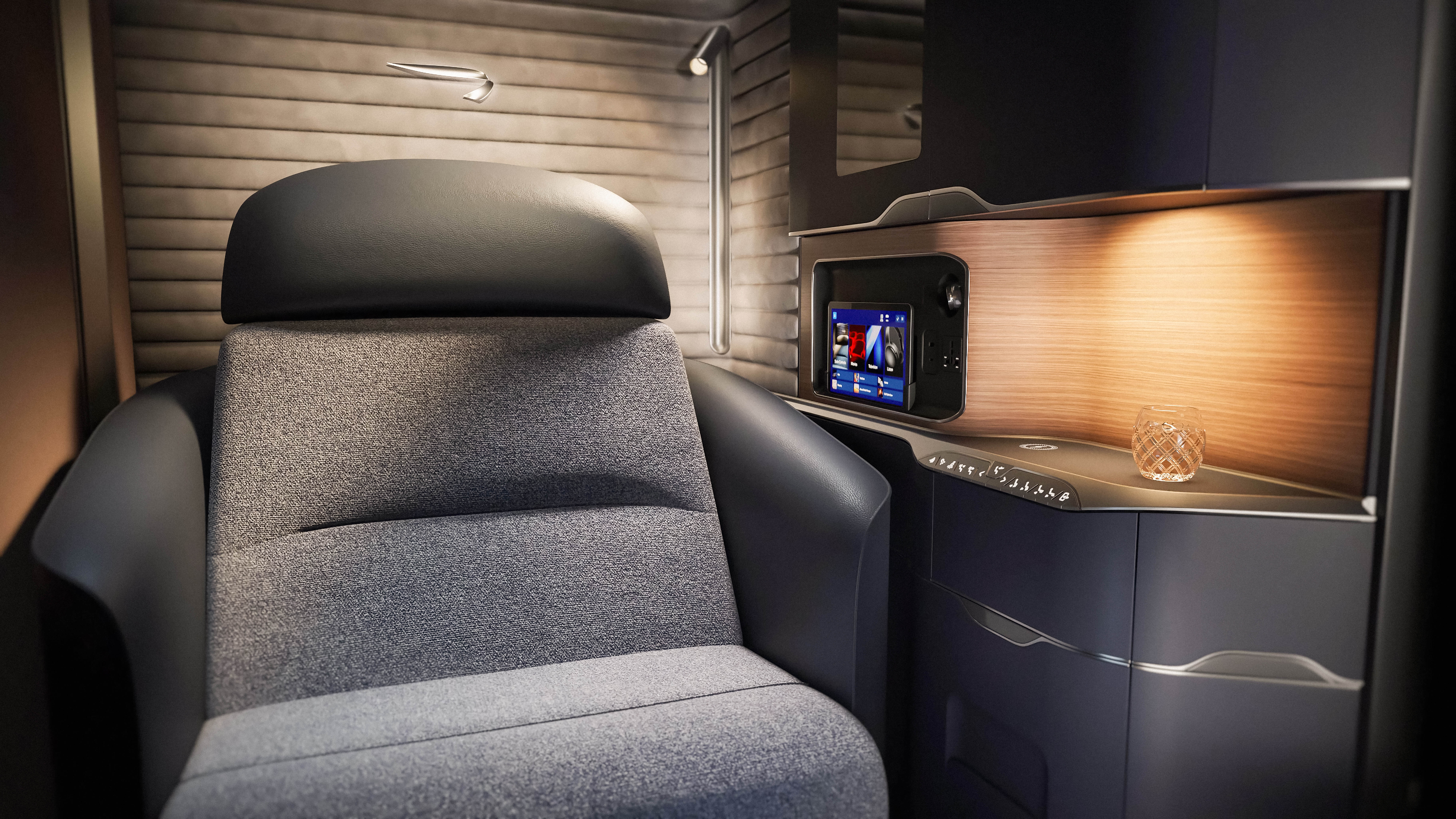 New British Airways First Class Seat and Tablet New British Airways First Class Seat and Tablet