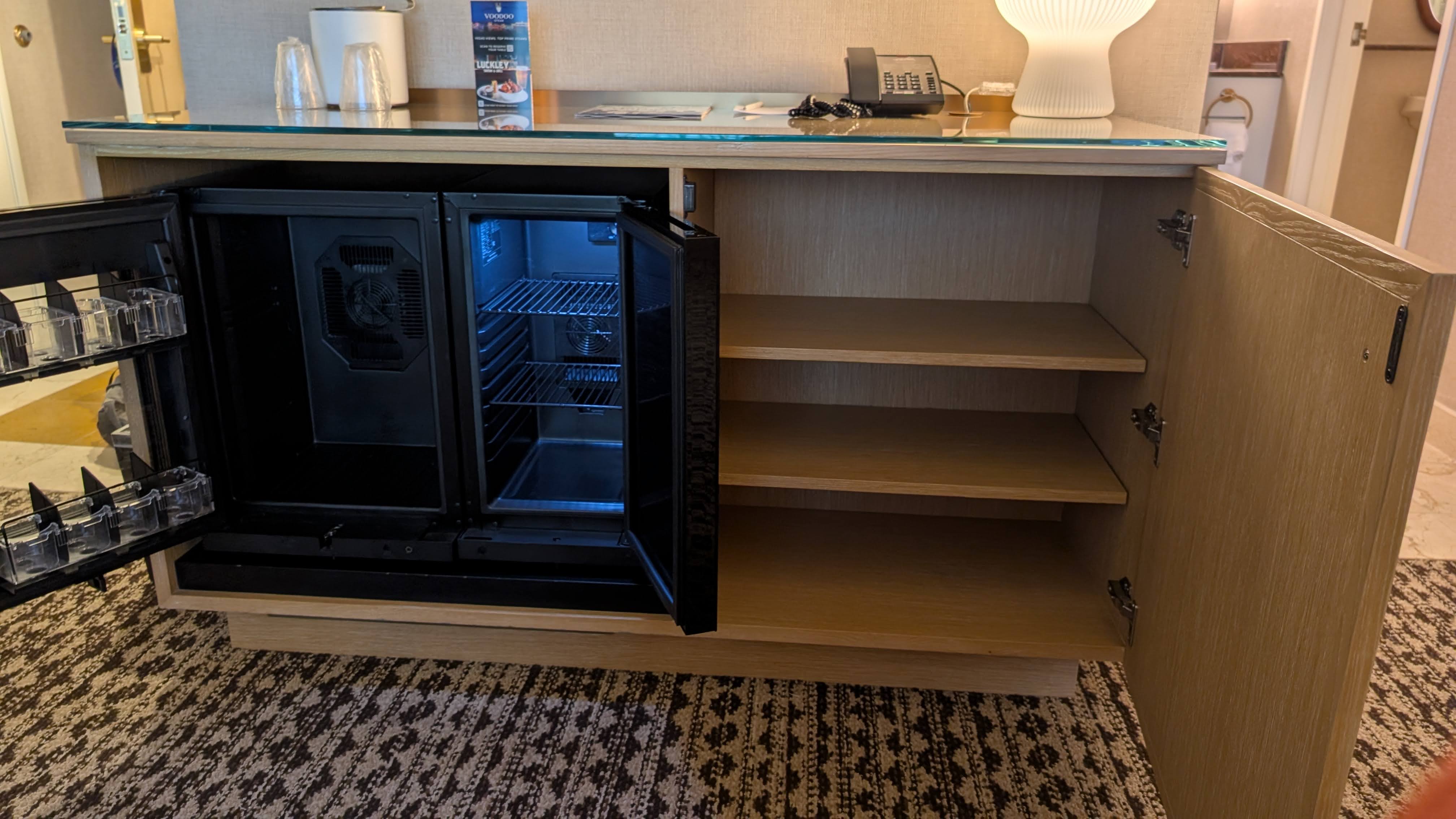 Rio Hotel Casino minifridge and shelving Rio Hotel Casino minifridge and shelving