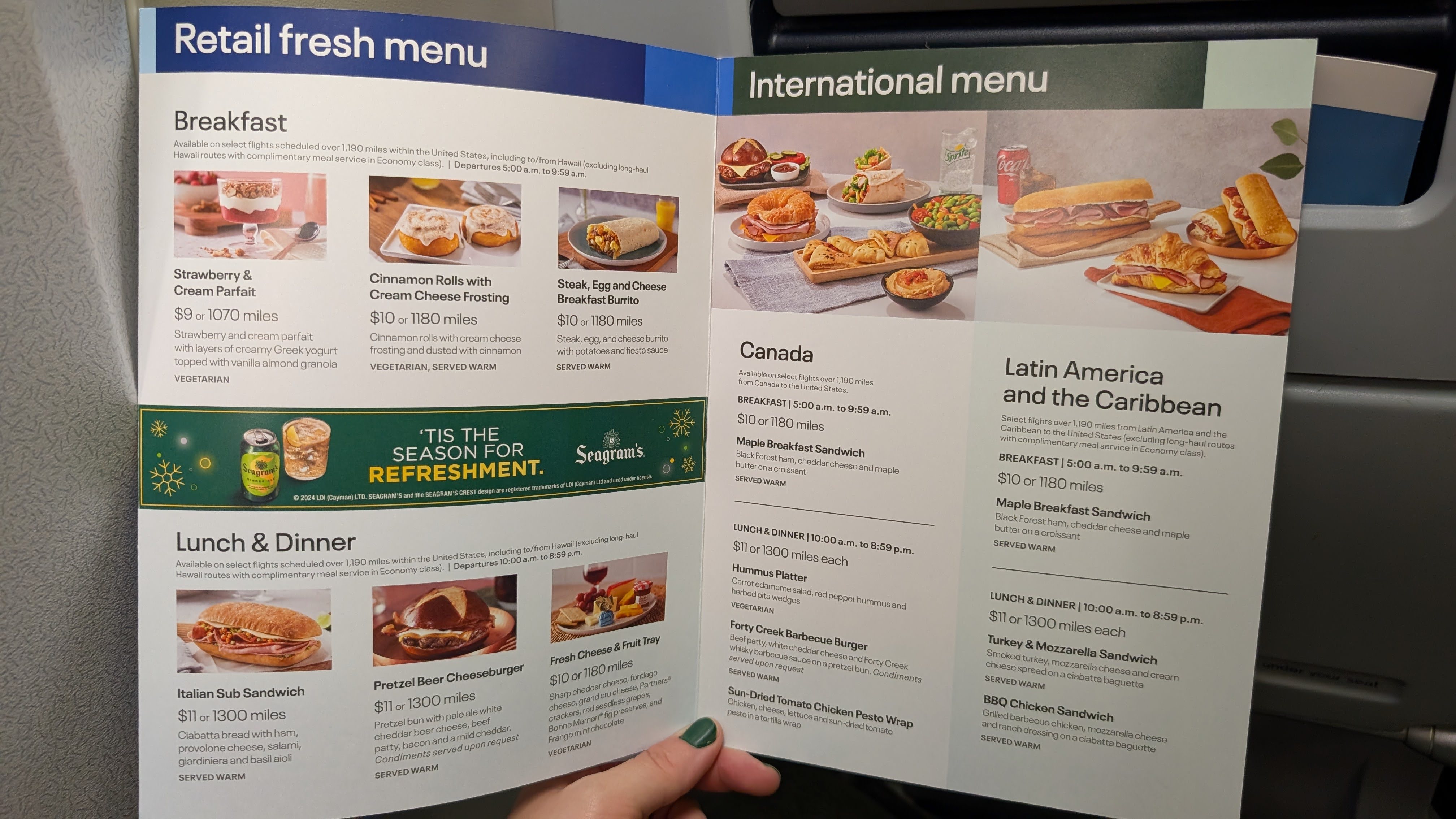 United IAH to MCO menu