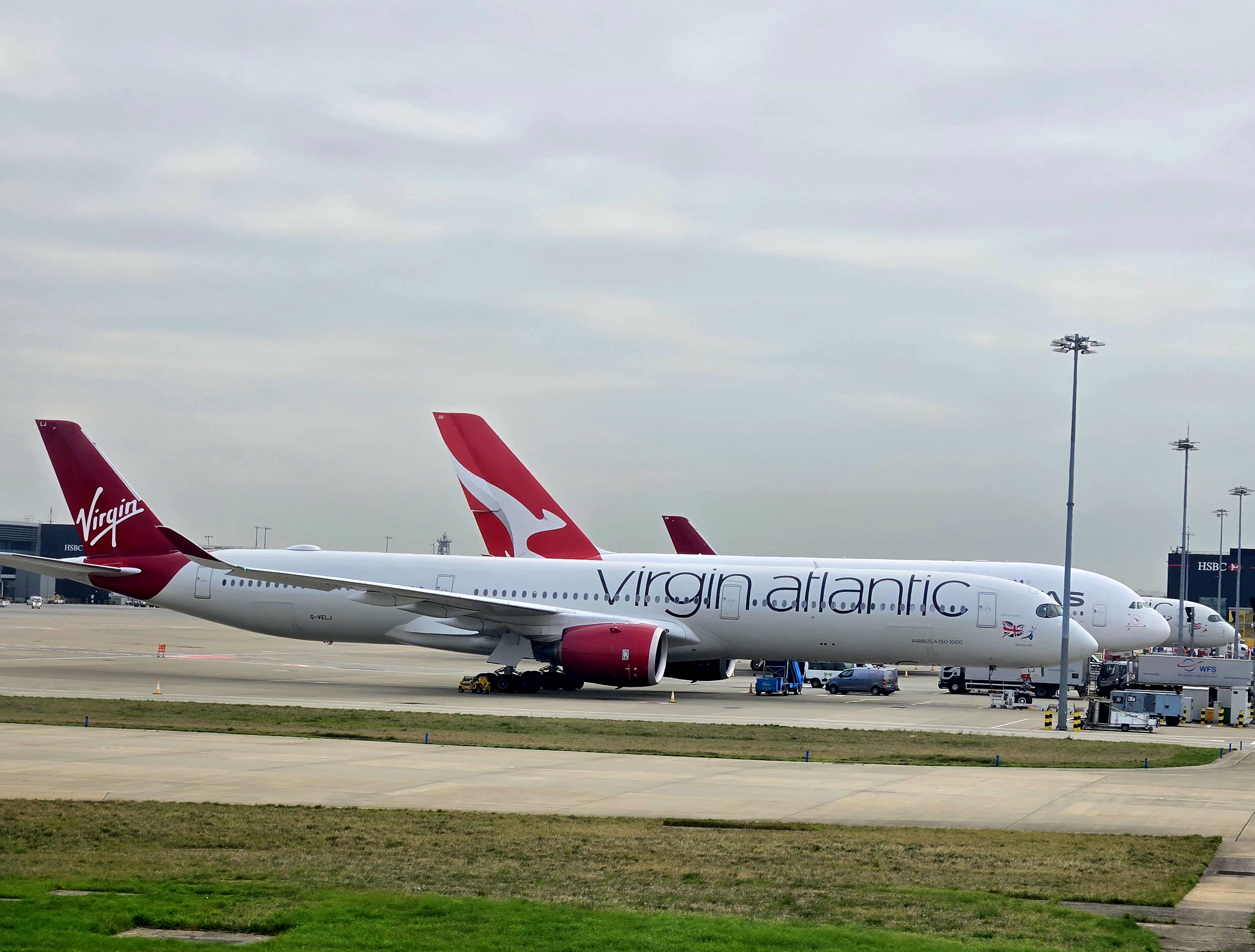 Virgin Atlantic planes at gate Virgin Atlantic planes at gate
