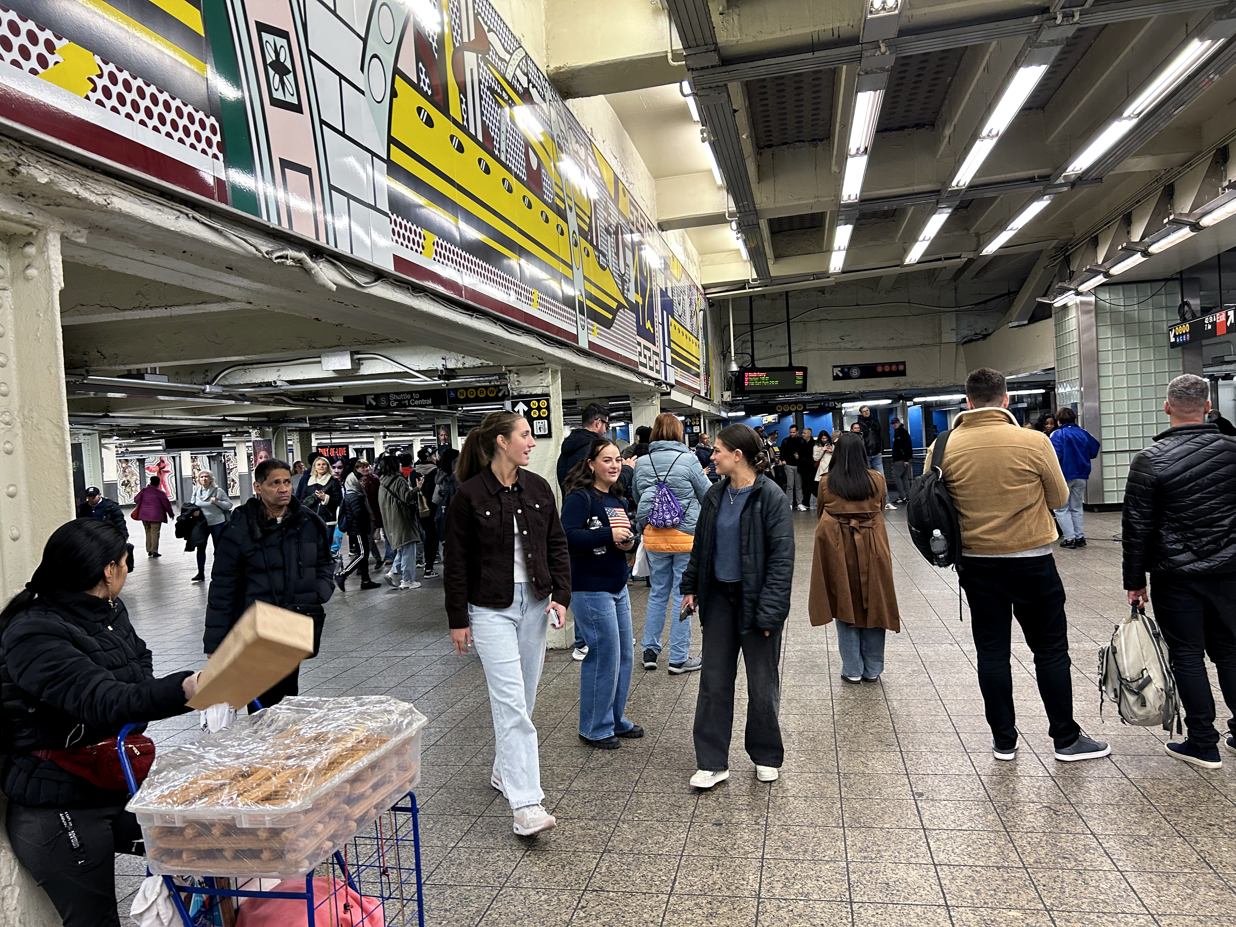 new york city times square subway station interior crowds
