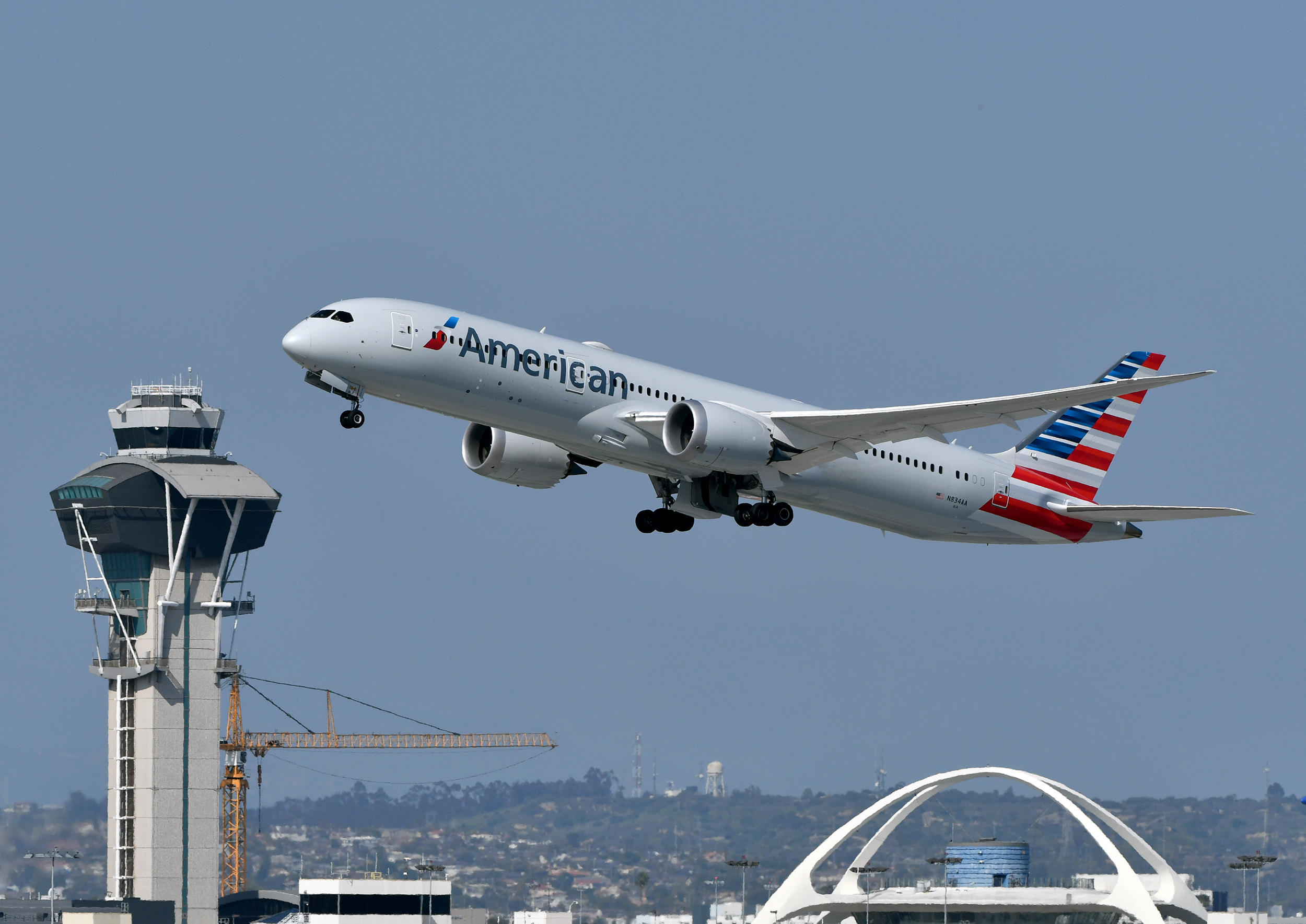 American Airlines B787 9 LAX tower