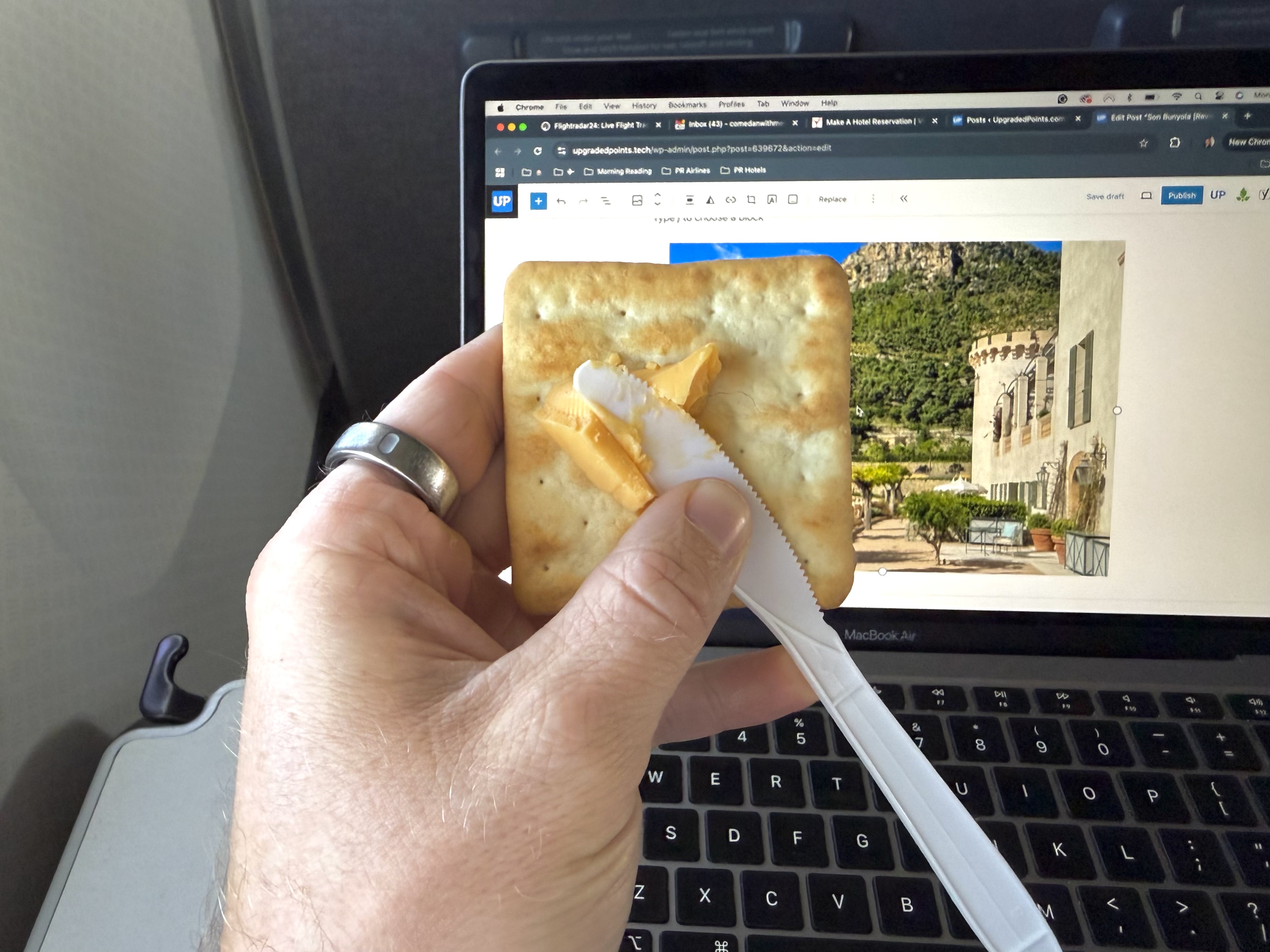 American Airlines economy FnB cheese and crackers American Airlines economy FnB cheese and crackers