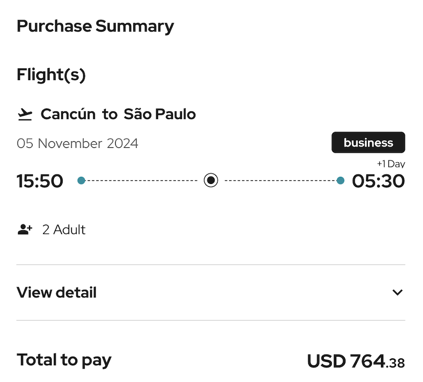 Avianca CUN BOG GRU business class price booking direct