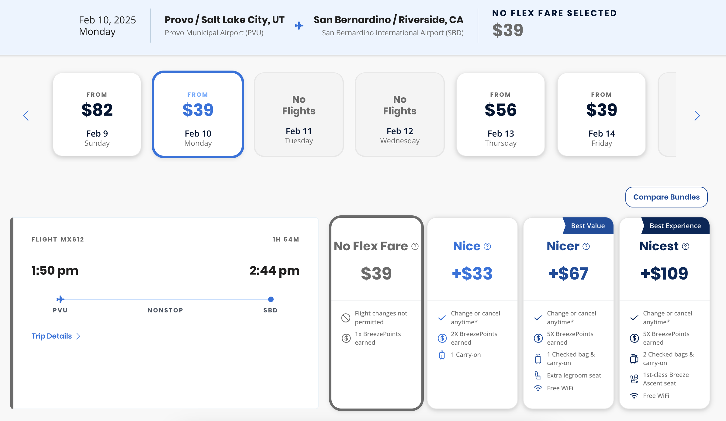 Breeze Provo Breeze Provo-San Bernardino flight price