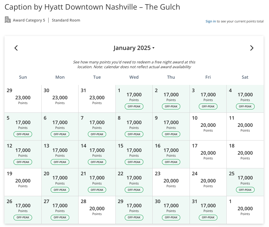 Caption by Hyatt Downtown Nashville The Gulch January 2025 award calendar Caption by Hyatt Downtown Nashville The Gulch January 2025 award calendar