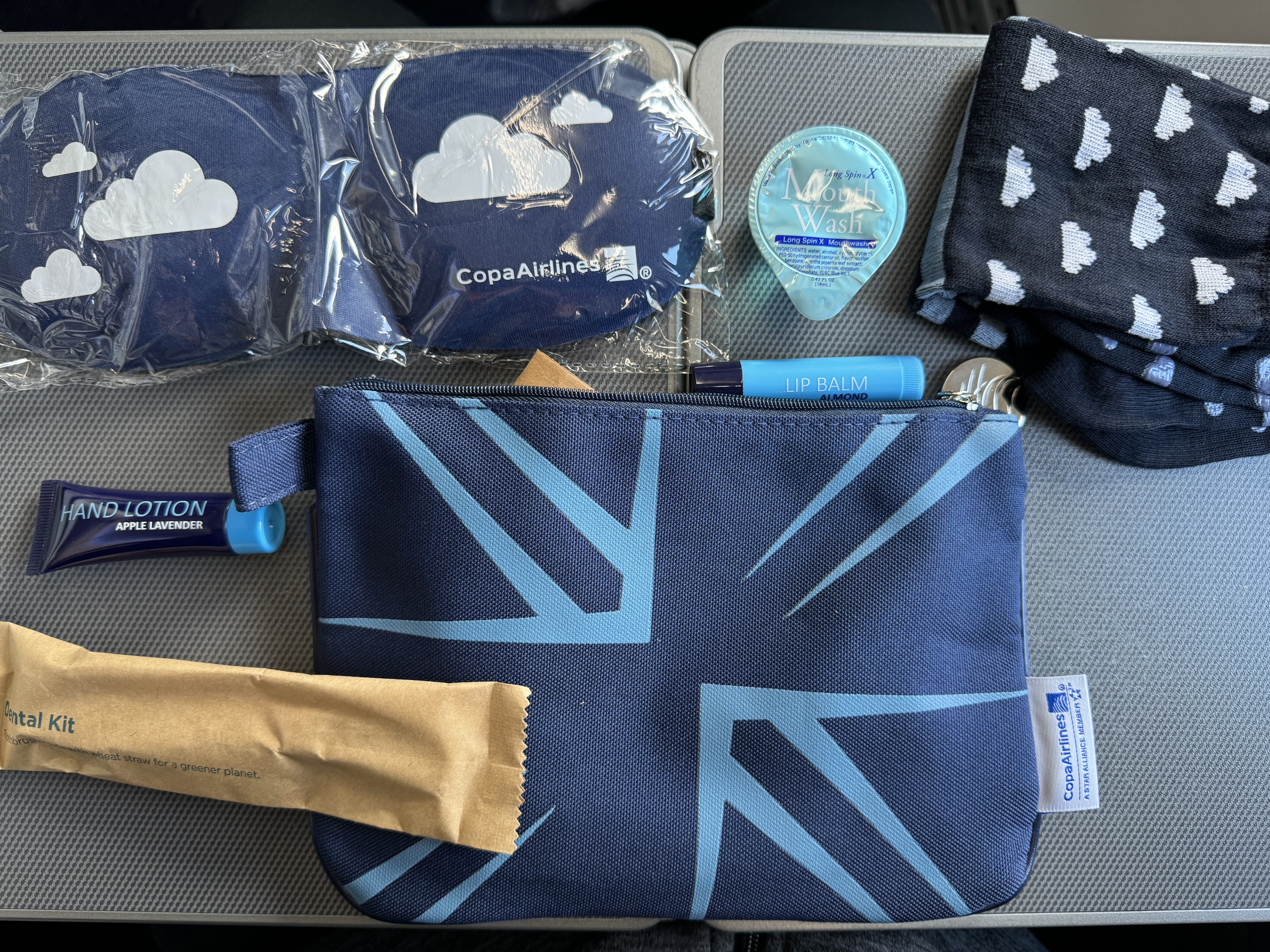Copa Airlines B737 MAX amenity kit items Copa Airlines B737 MAX amenity kit items
