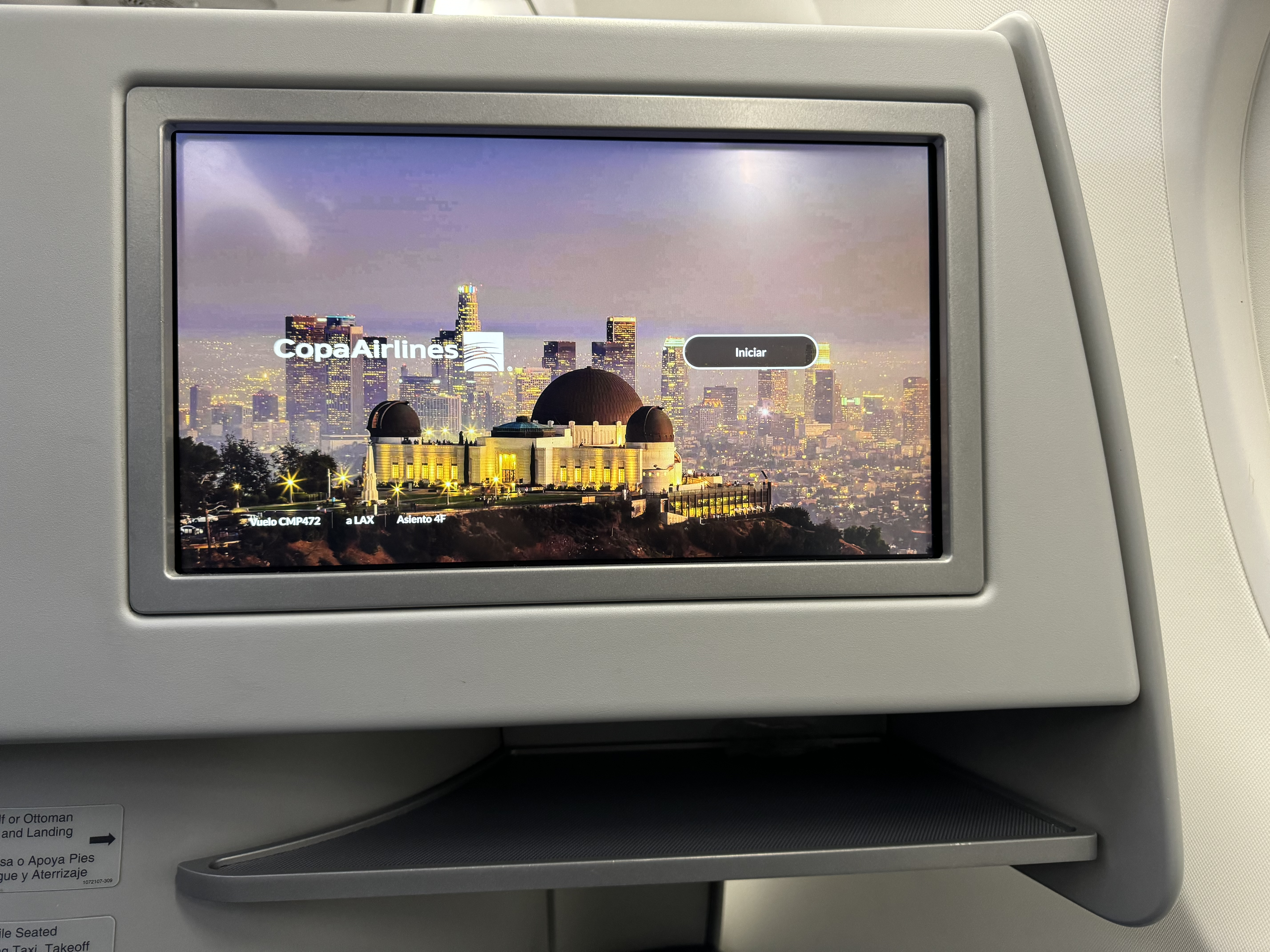 Copa Airlines B737 MAX screen Copa Airlines B737 MAX screen