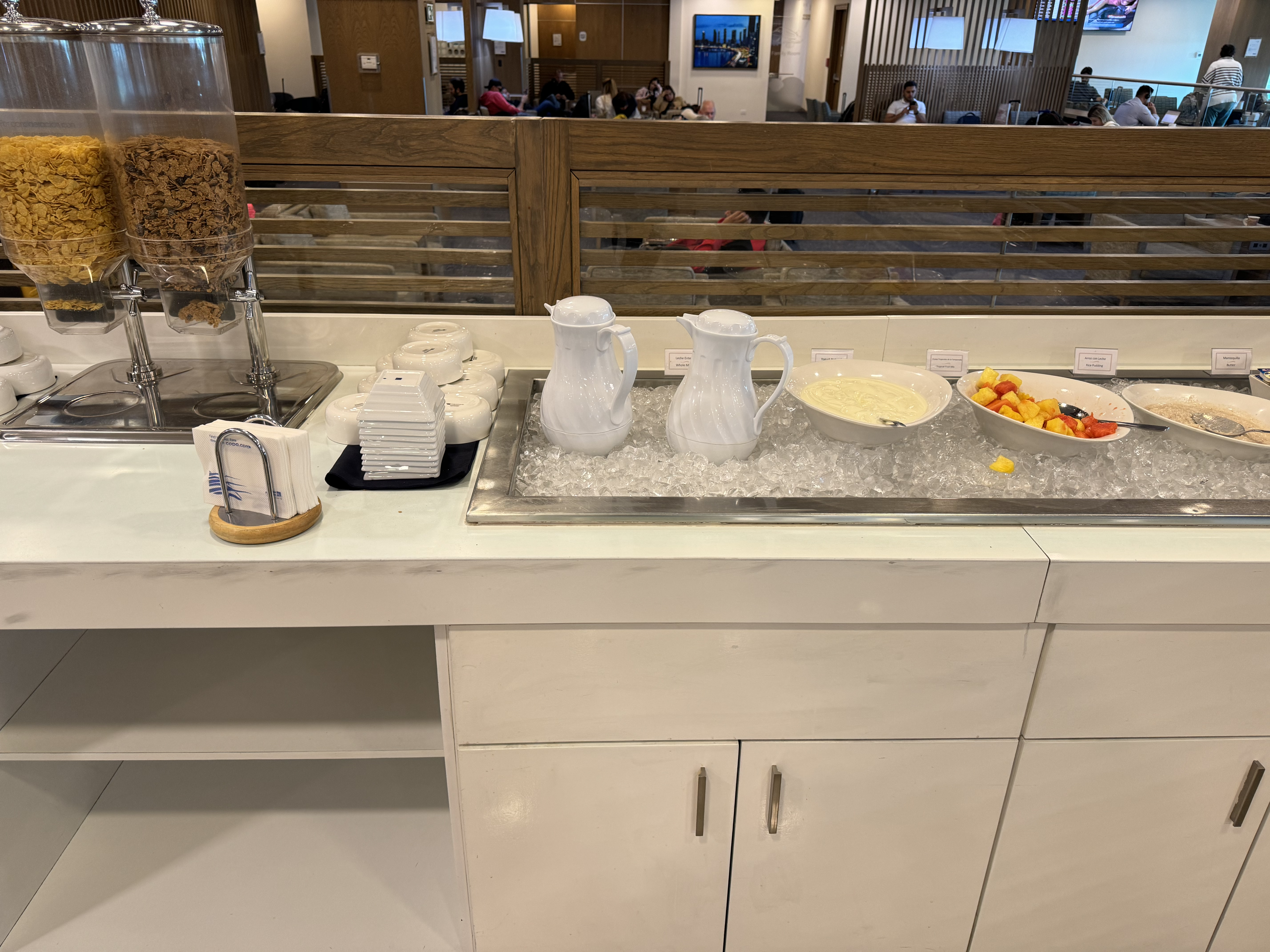 Copa Airlines Copa Club PTY lounge fruits yogurt Copa Airlines Copa Club PTY lounge fruits yogurt