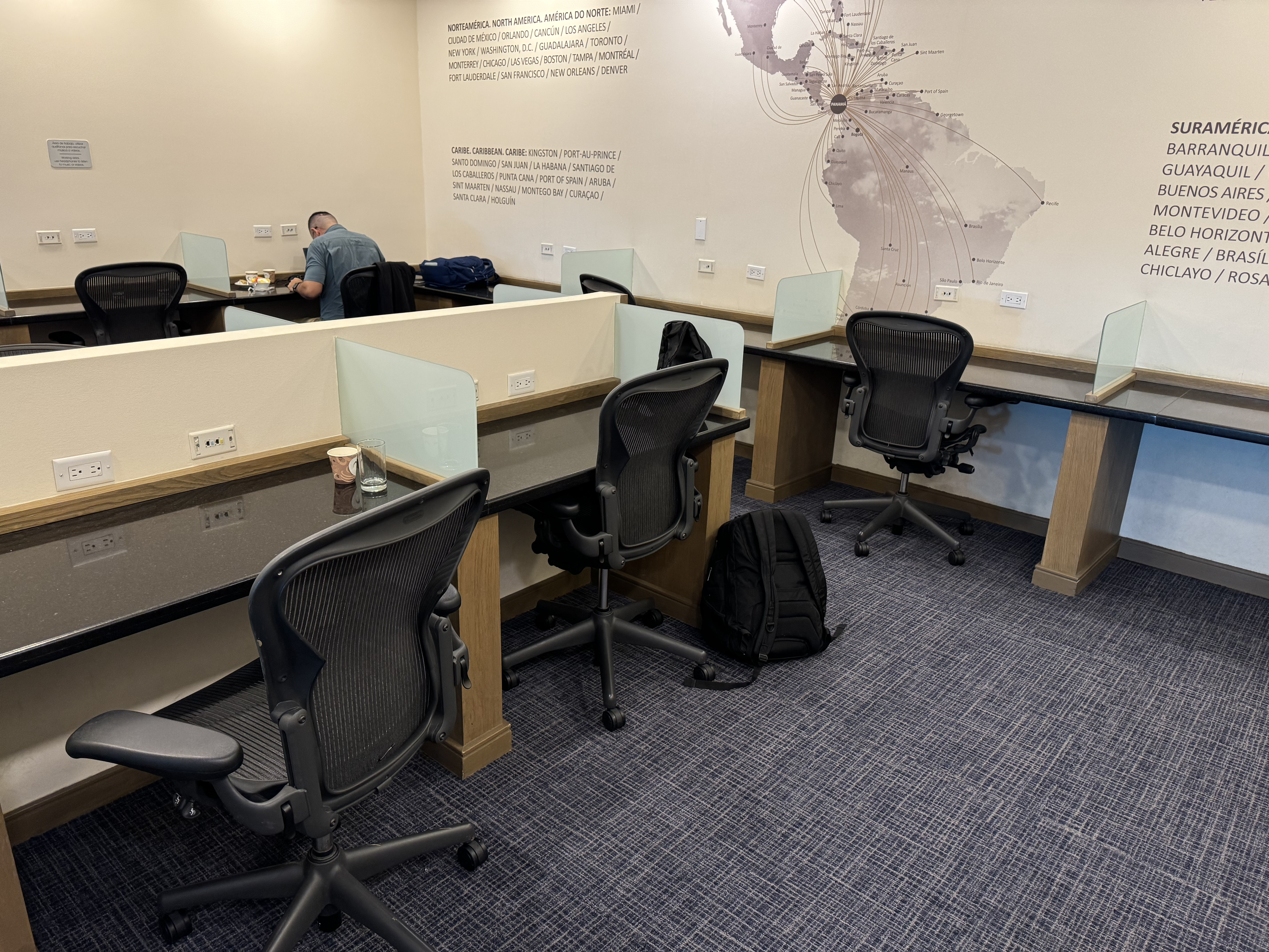 Copa Airlines Copa Club PTY lounge work area Copa Airlines Copa Club PTY lounge work area