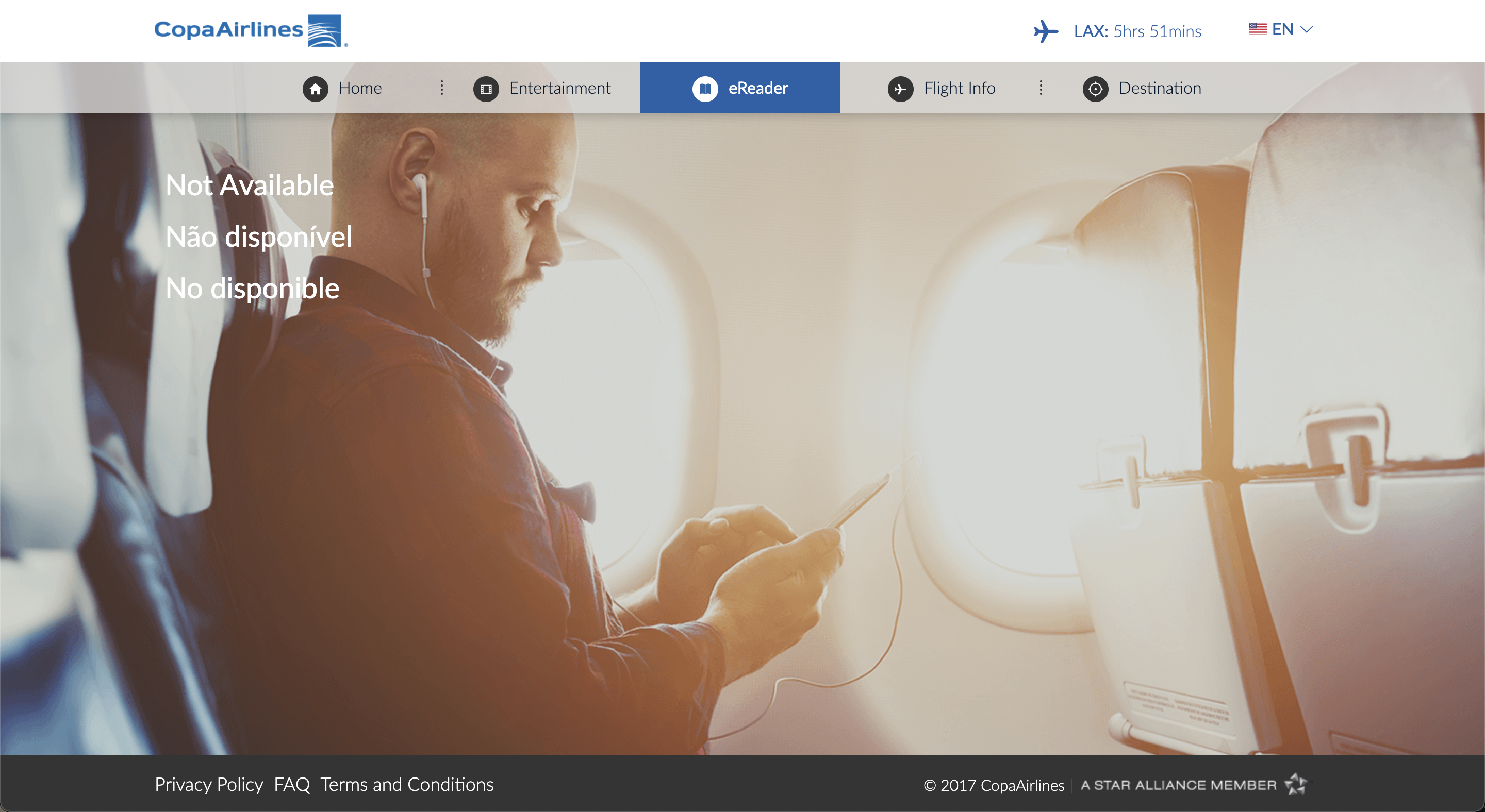 Copa Airlines PTY LAX entertainment ereader error Copa Airlines PTY LAX entertainment ereader error