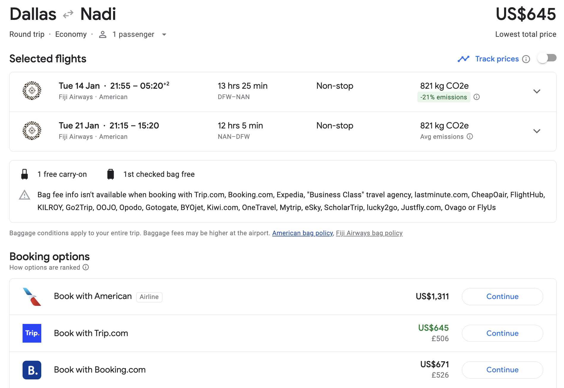 Dallas to Nadi Dallas to Nadi