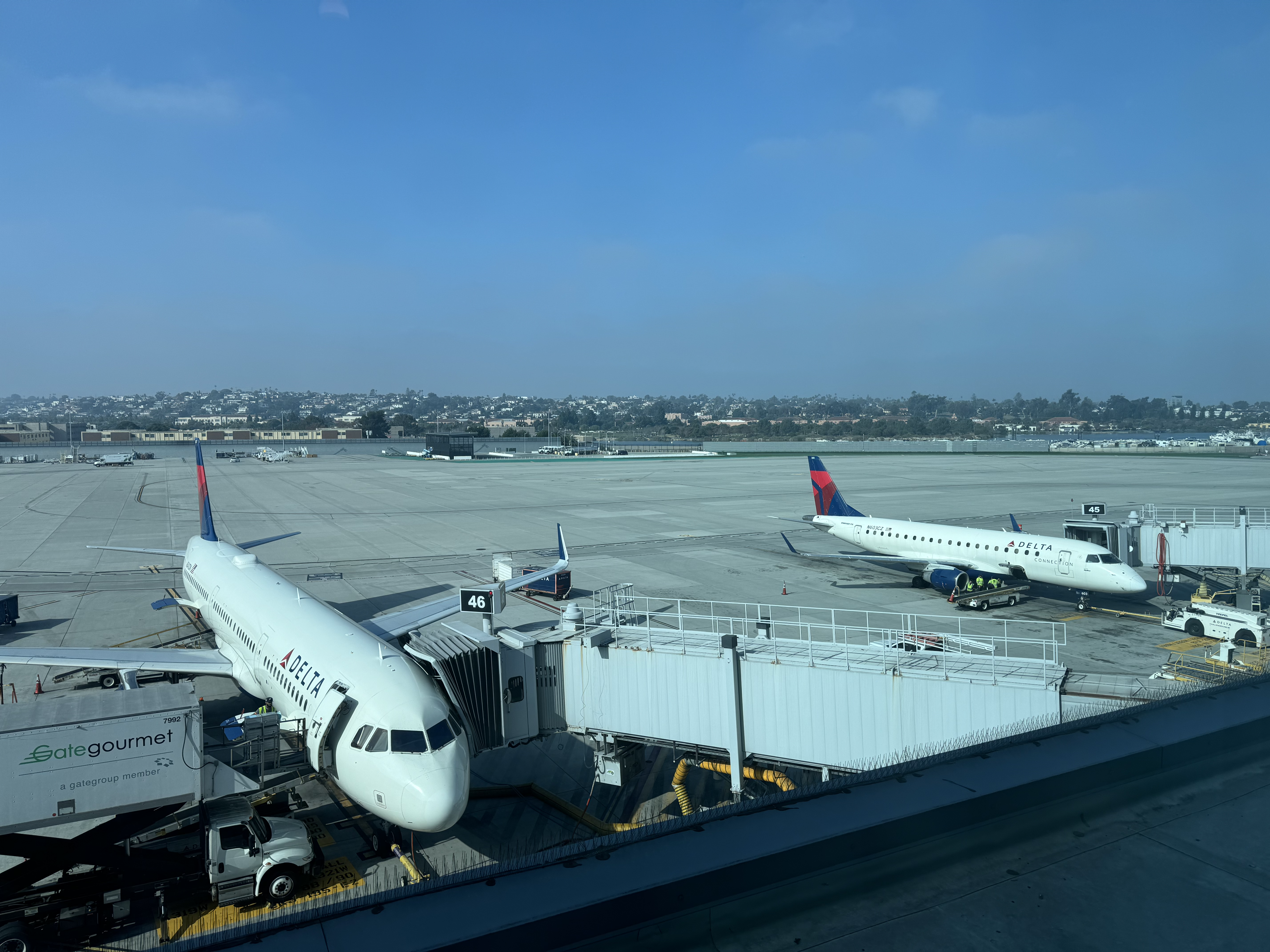 Delta planes view from Chase Sapphire Lounge at SAN Delta planes view from Chase Sapphire Lounge at SAN