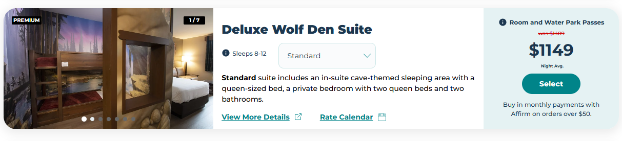 Deluxe Wolf Den Great Wolf Webster spring break rate Deluxe Wolf Den Great Wolf Webster spring break rate