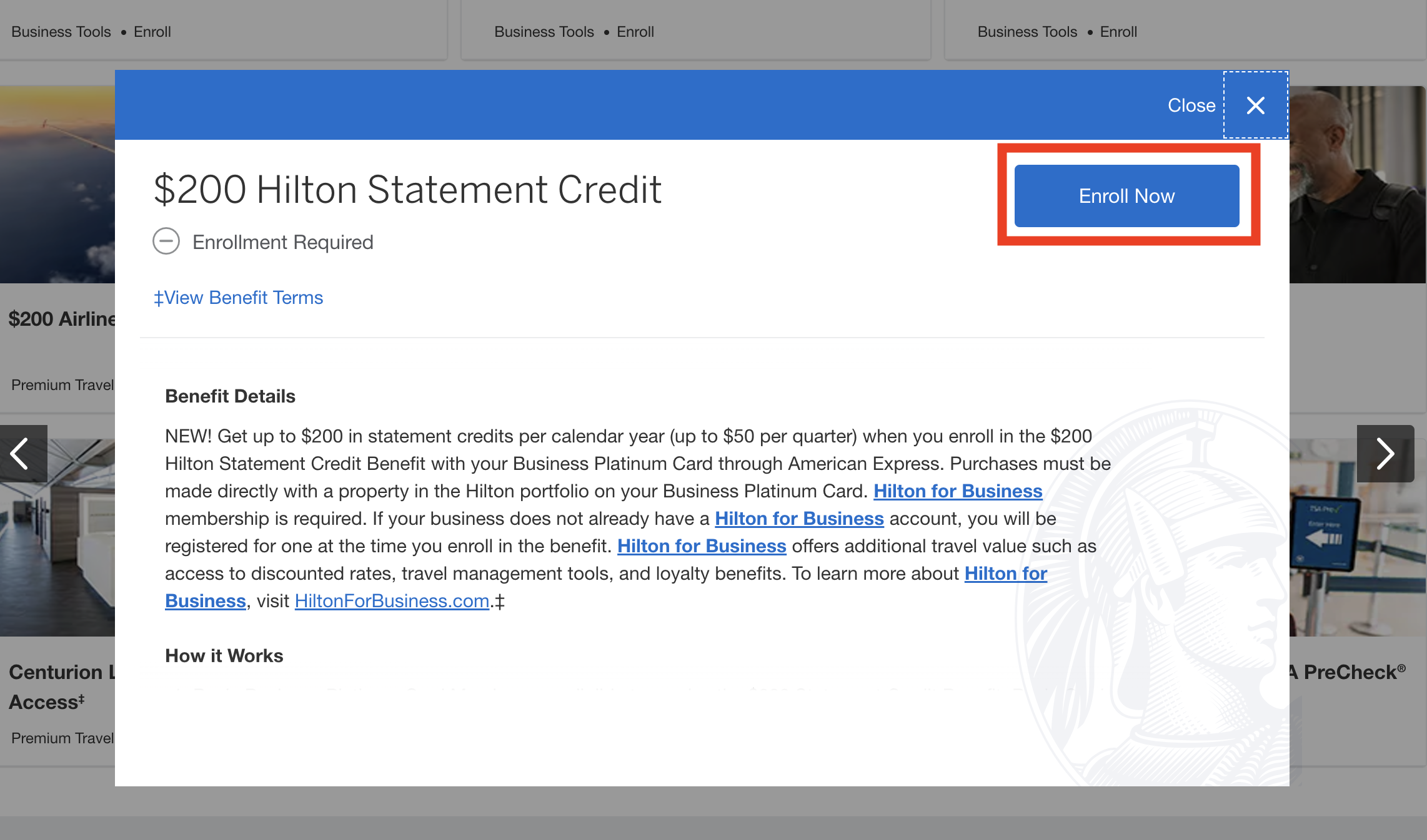 New 200 Hilton Statement Credit on the Amex Business Platinum Enroll Now in the 200 Hilton statement credit