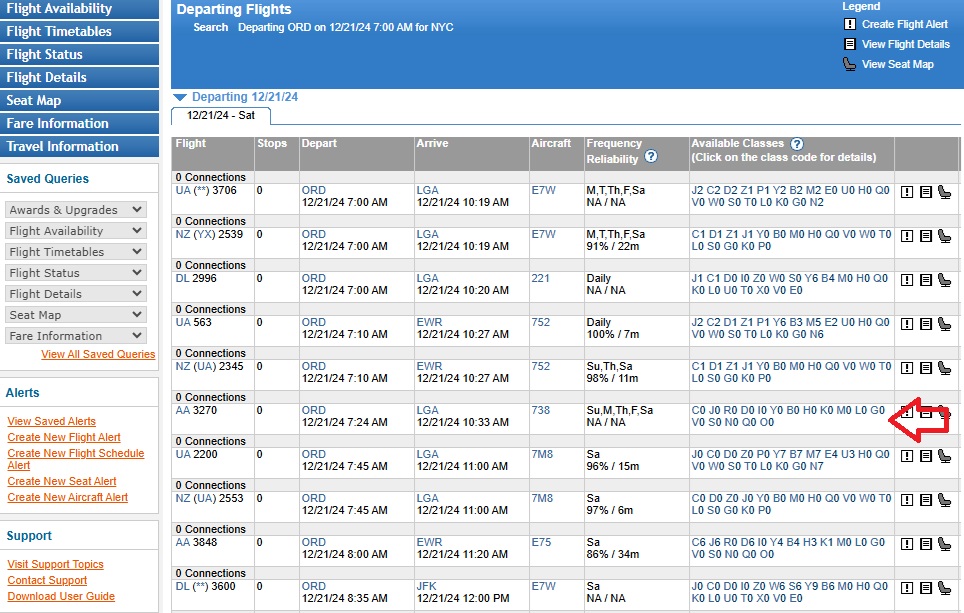 Expert Flyer Seat Availability