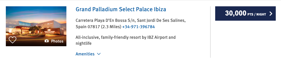 Grand Palladium Select Palace Ibiza Wyndham points rate Grand Palladium Select Palace Ibiza Wyndham points rate