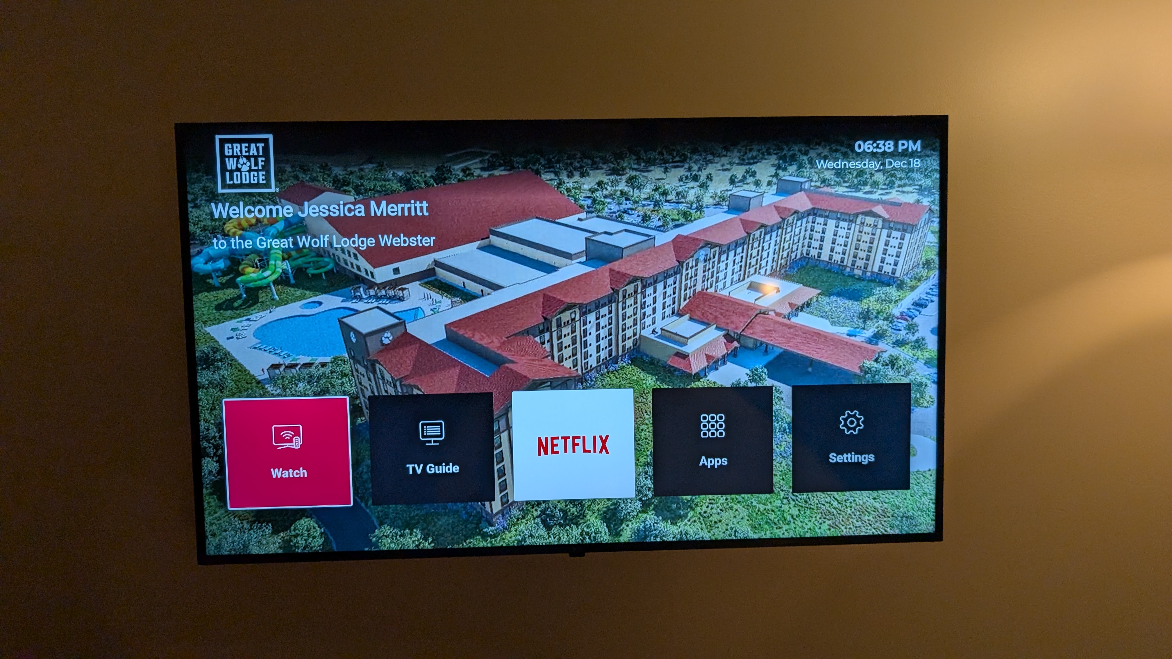 Great Wolf Lodge Webster guestroom TV Great Wolf Lodge Webster guestroom TV