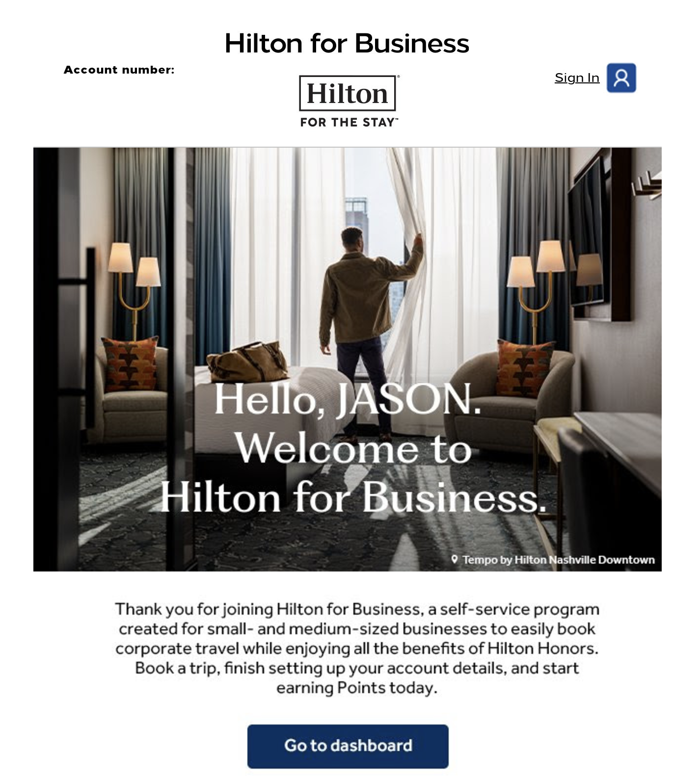 Hilton for Business account Hilton for Business account