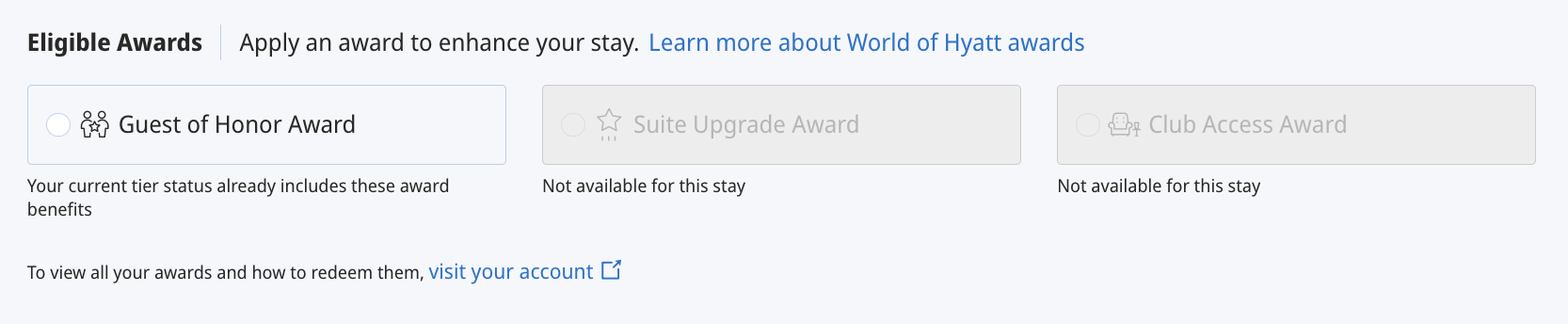 Hyatt awards online grayed out Hyatt awards online grayed out
