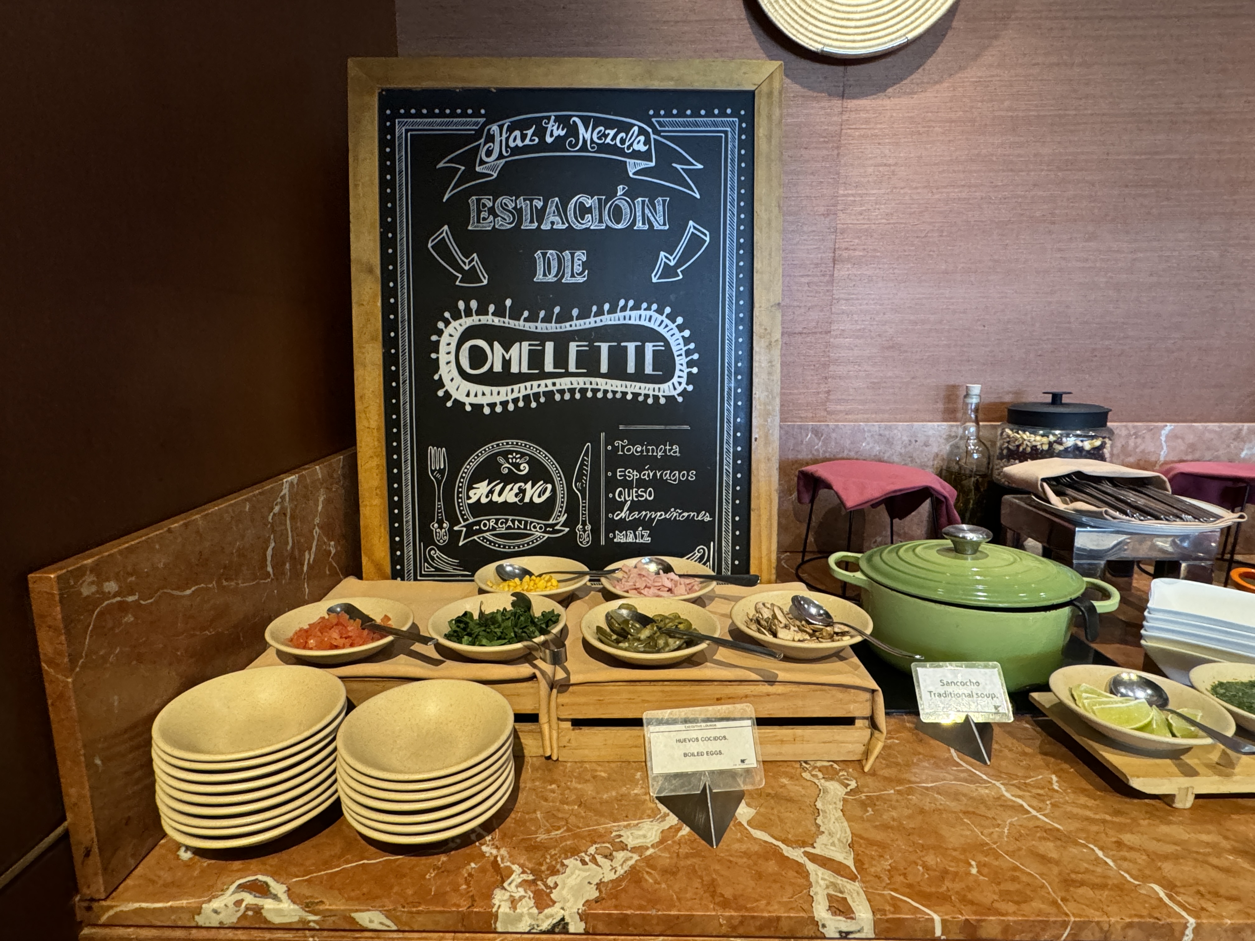 JW Marriott Bogota executive lounge omelette station JW Marriott Bogota executive lounge omelette station