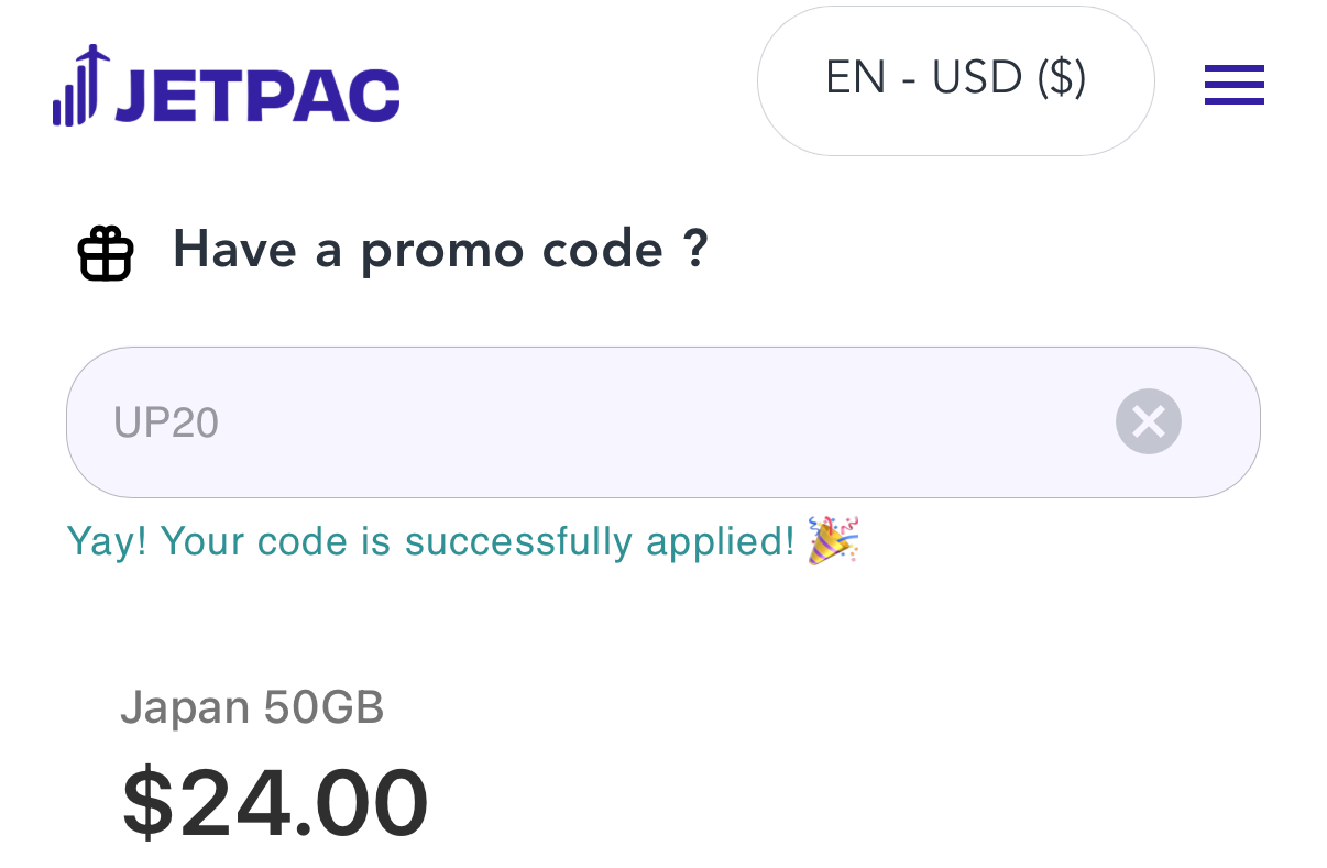 Jetpac UP20 promo Jetpac UP20 promo