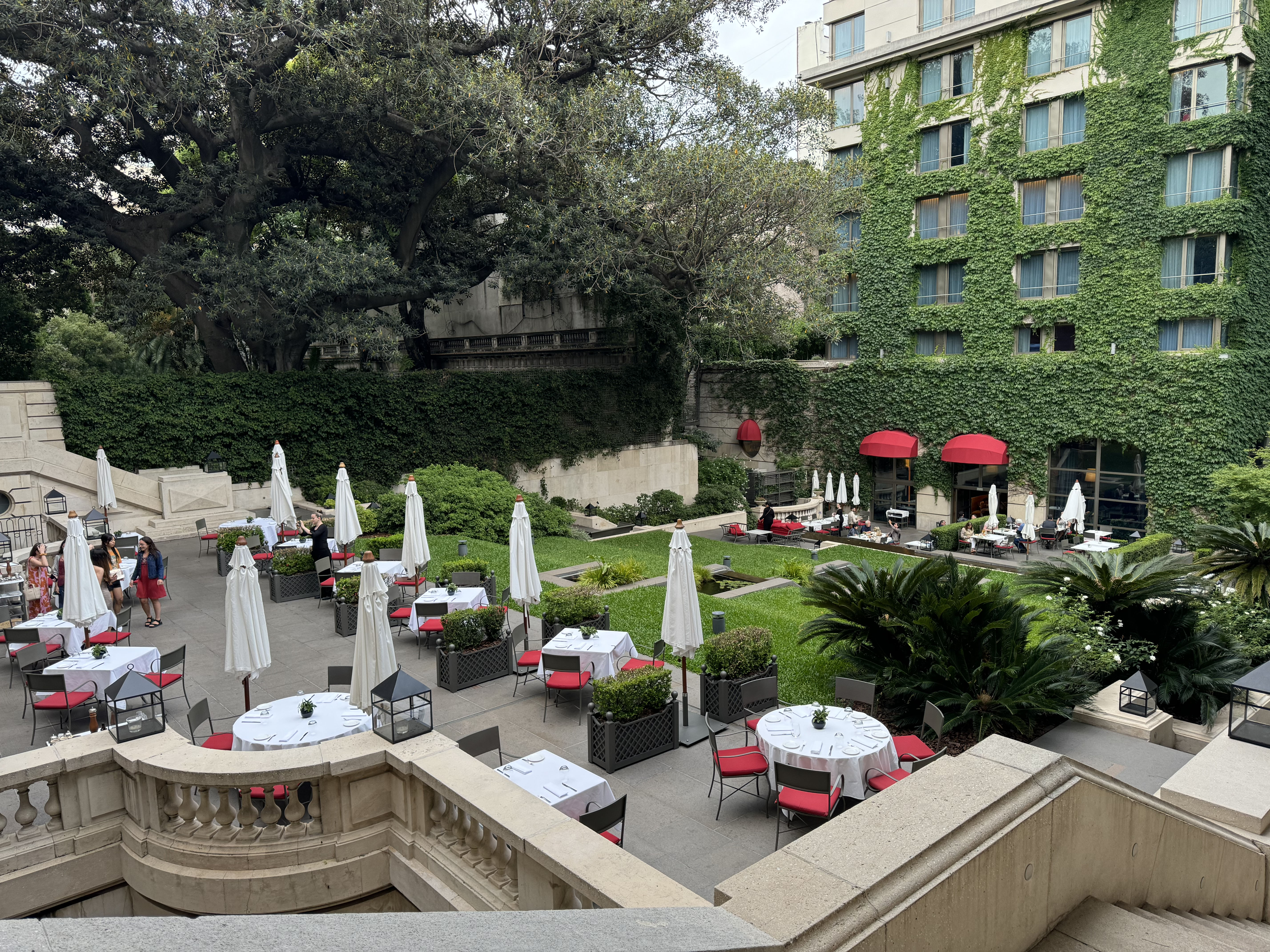 Palacio Duhau Park Hyatt Buenos Aires courtyard tables view Palacio Duhau Park Hyatt Buenos Aires courtyard tables view