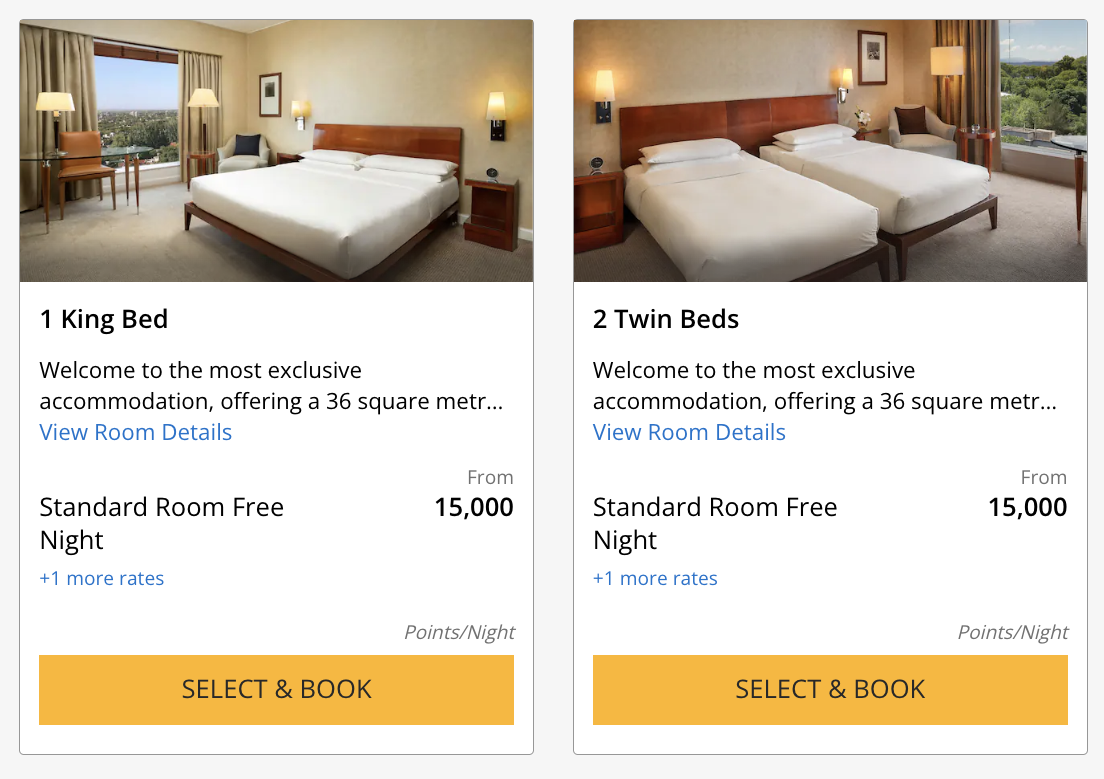 Park Hyatt Mendoza points rates