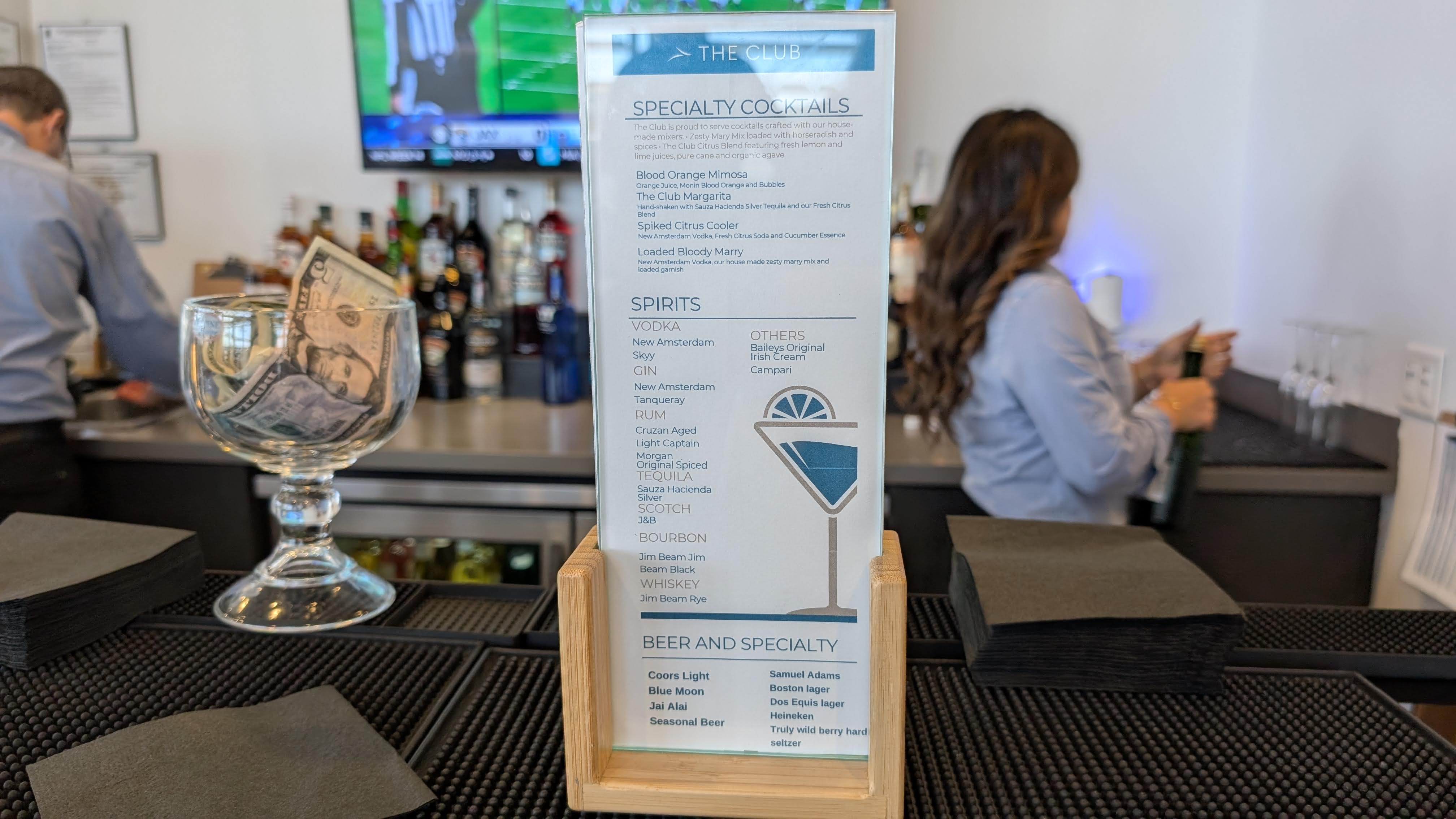 The Club MCO Terminal A food and beverage bar drink menu The Club MCO Terminal A food and beverage bar drink menu