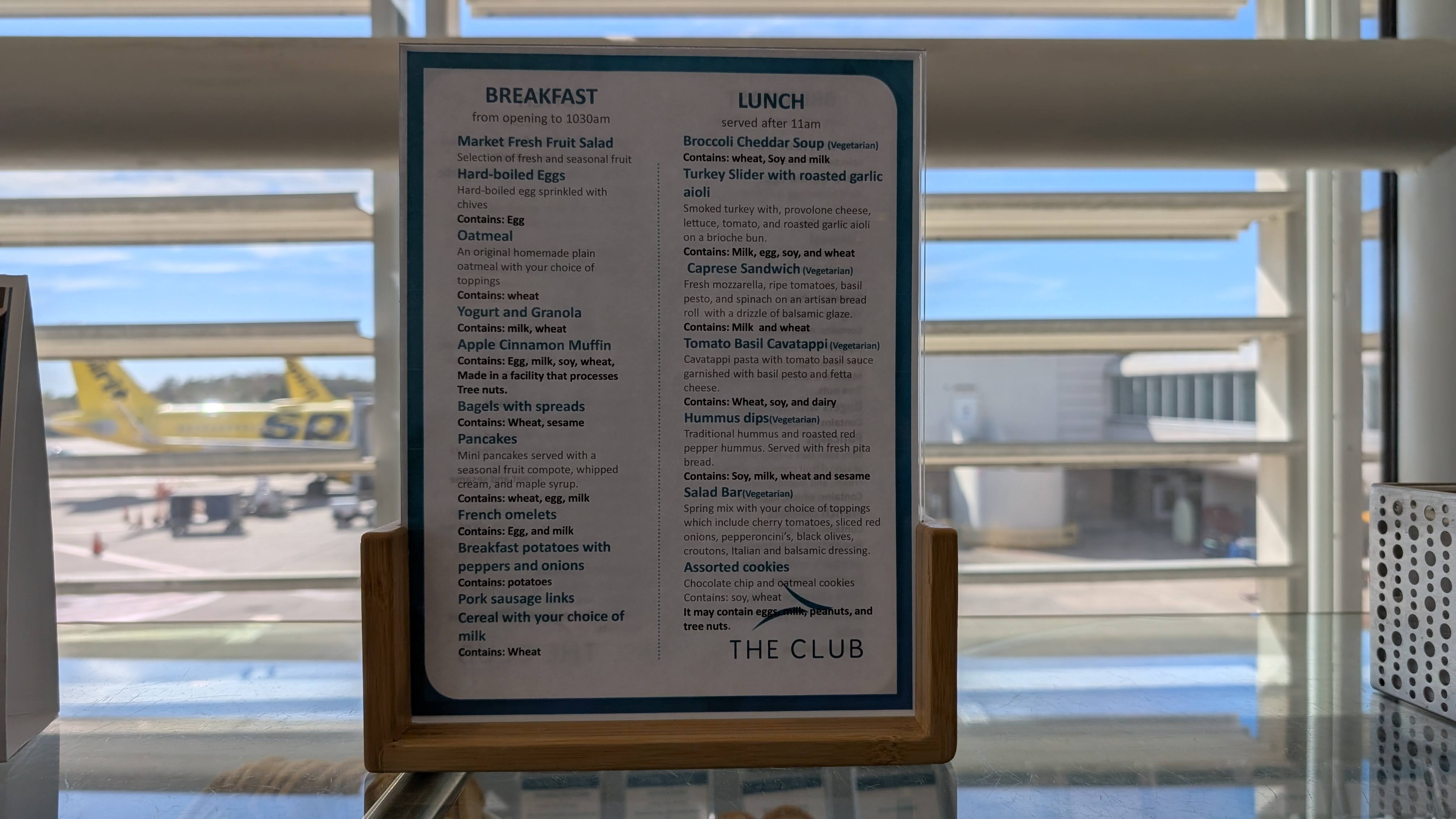 The Club MCO Terminal A food and beverage menu The Club MCO Terminal A food and beverage menu