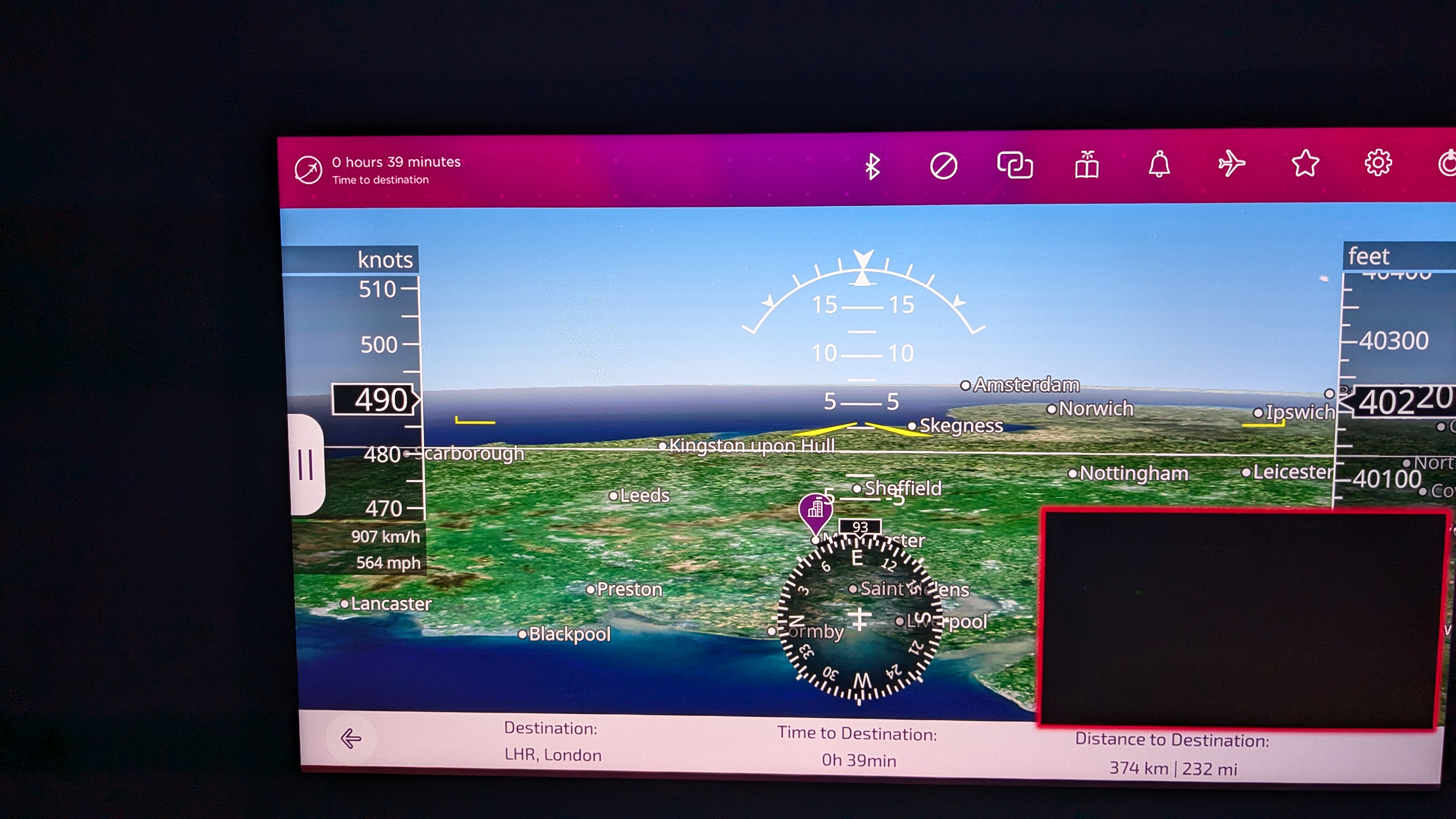 Virgin Atlantic A330 900 Business Class IFE Map Virgin Atlantic A330 900 Business Class IFE Map