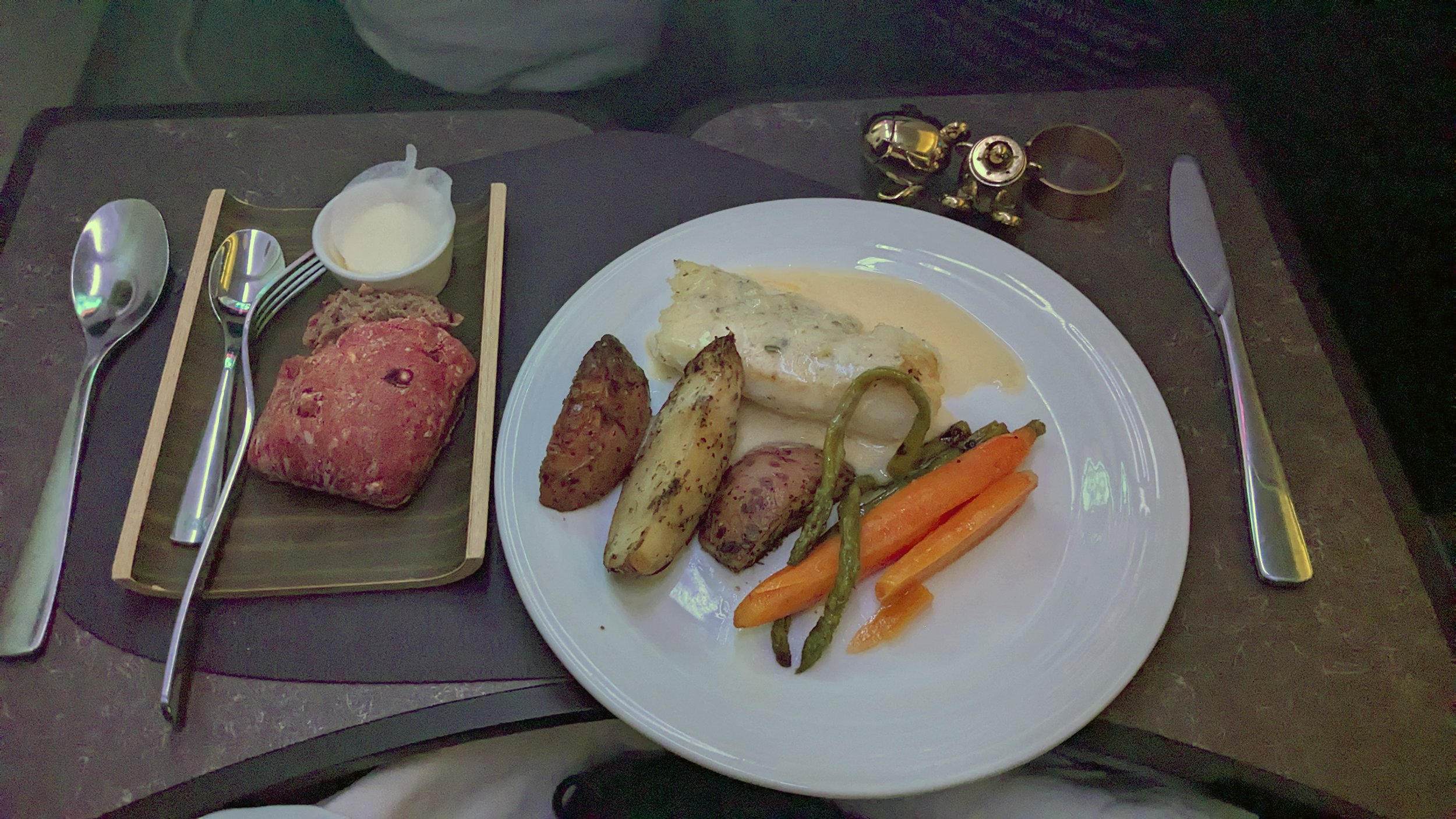 Virgin Atlantic A330 900 Business Class Seafood Entree Virgin Atlantic A330 900 Business Class Seafood Entree