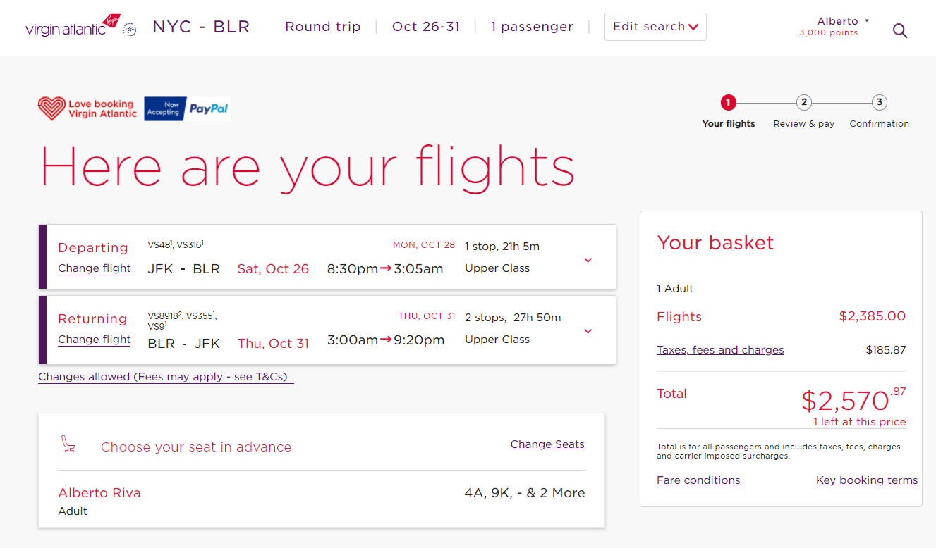 Virgin Atlantic booking Virgin Atlantic booking
