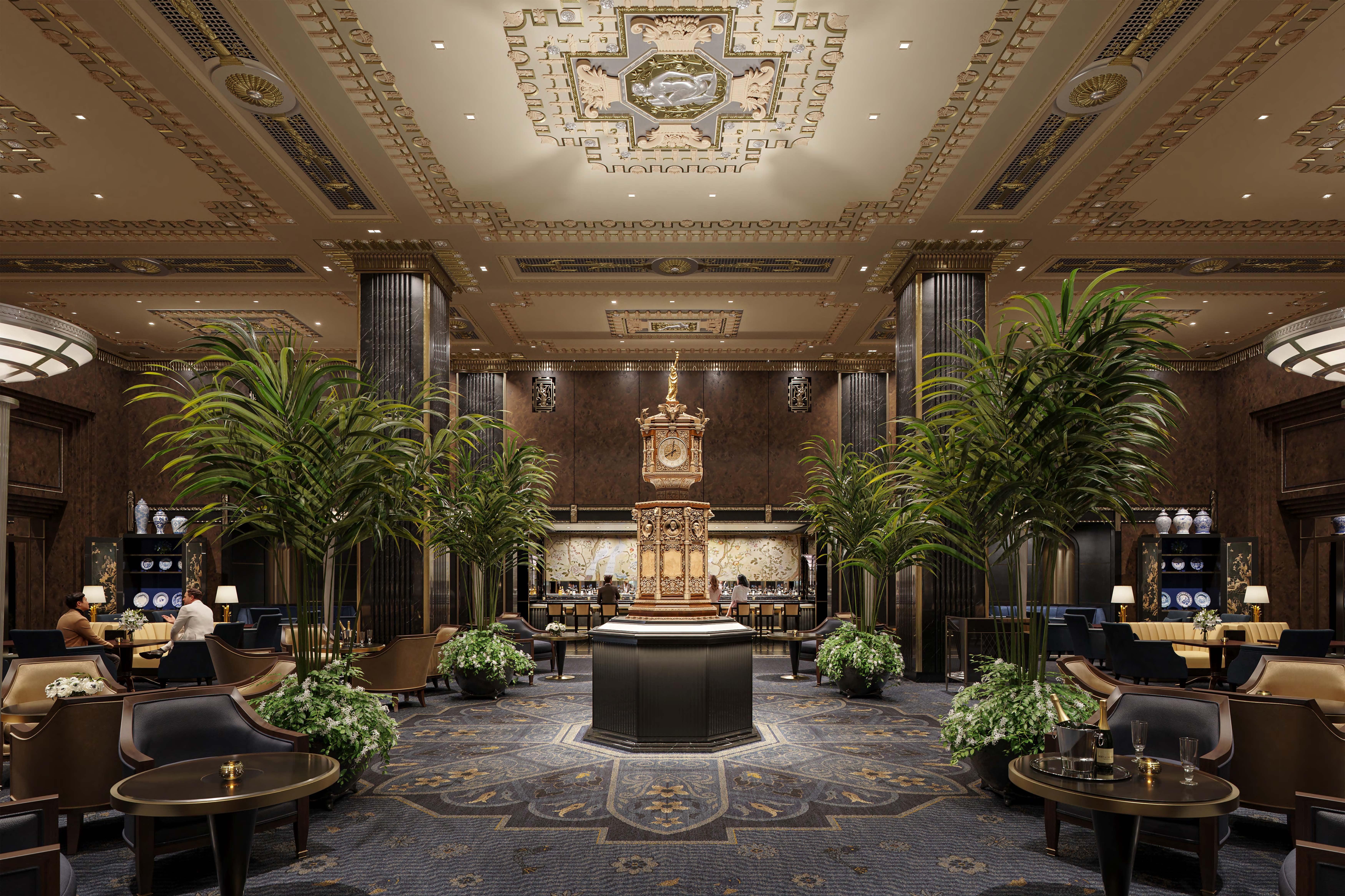 Waldorf Astoria New York Lobby with Clock Credit Noe Associates Courtesy The Boundary Waldorf Astoria New York Lobby with Clock Credit Noe Associates Courtesy The Boundary