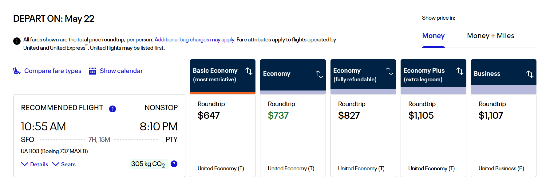 United SFO-PTY round-trip cost United SFO-PTY round-trip cost